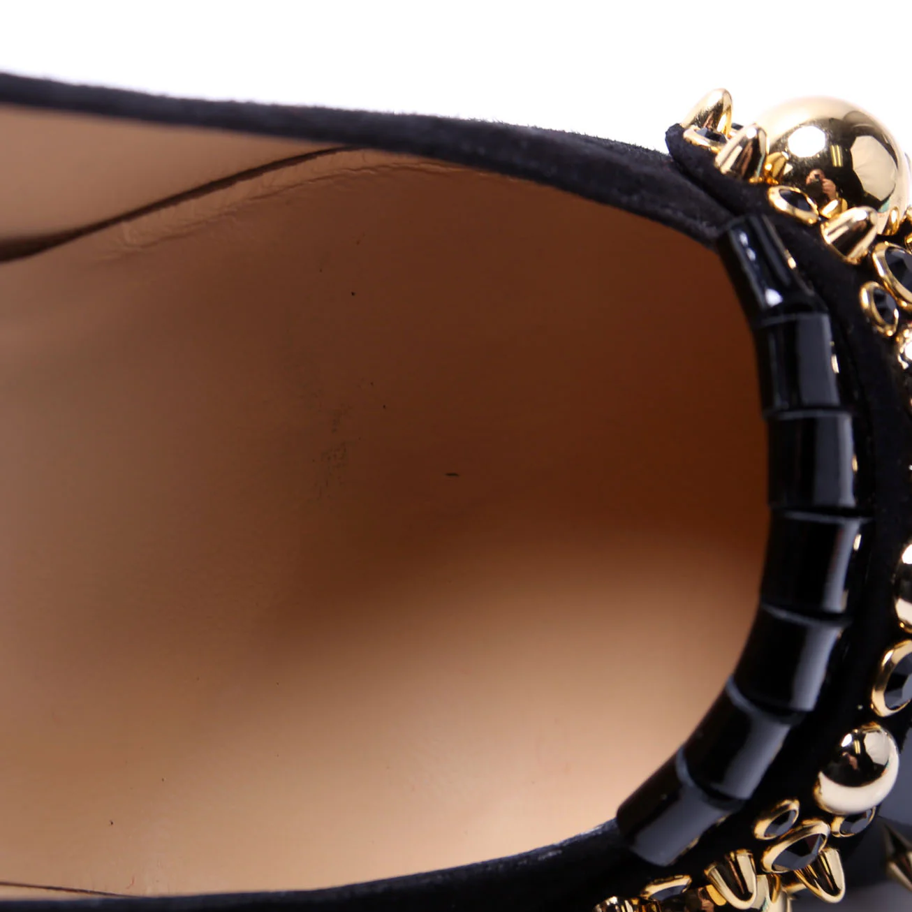 Oaxacana Suede Block Heels Size 39 Black/Gold - Image 6