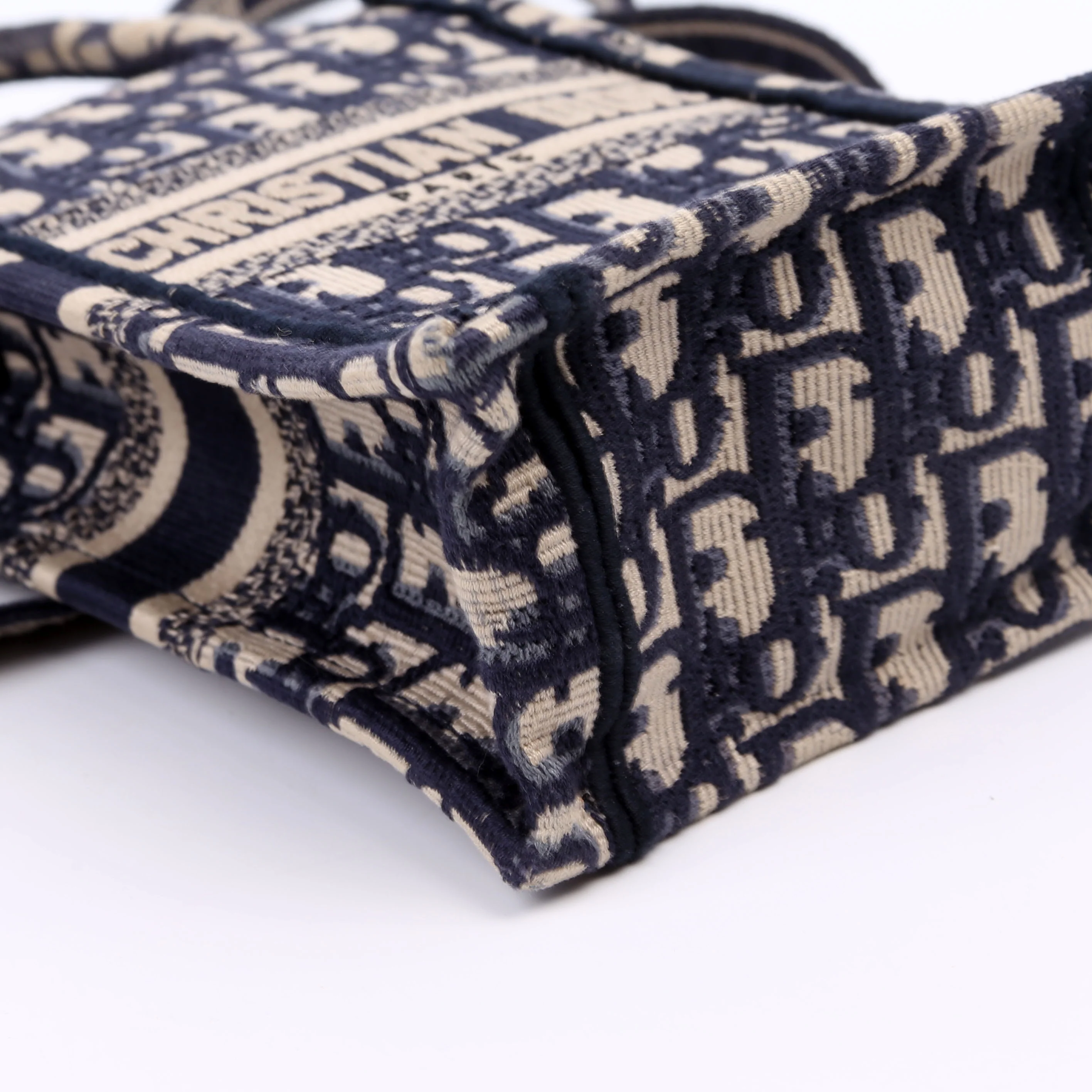 Oblique Mini Book Tote Phone Bag With Strap Navy/Beige - Image 6