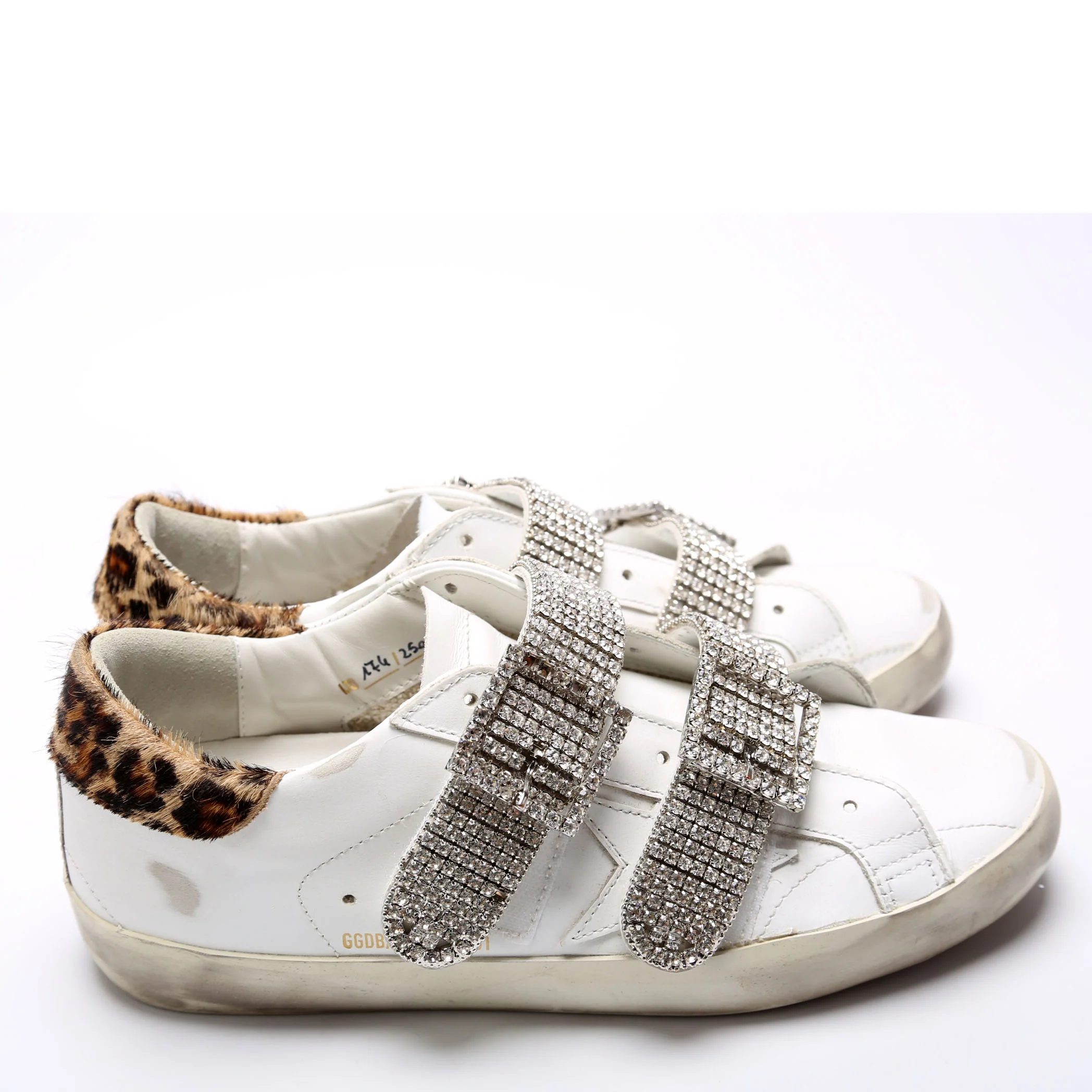 Old School Crystal Buckle Sneakers Size 38 White - Image 3