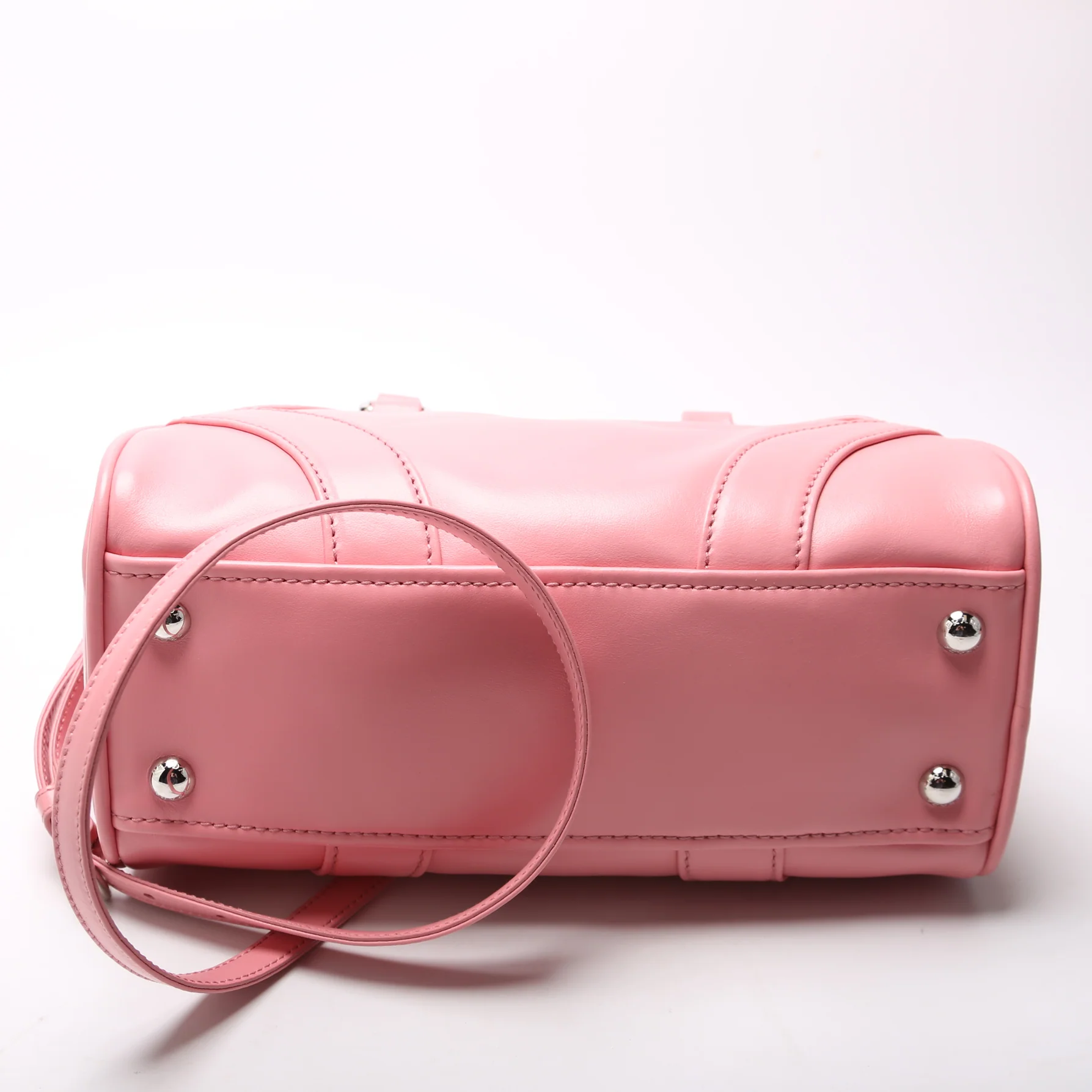 1BB071 Soft Calfskin Monochrome Bowling Bag Pink - Image 4
