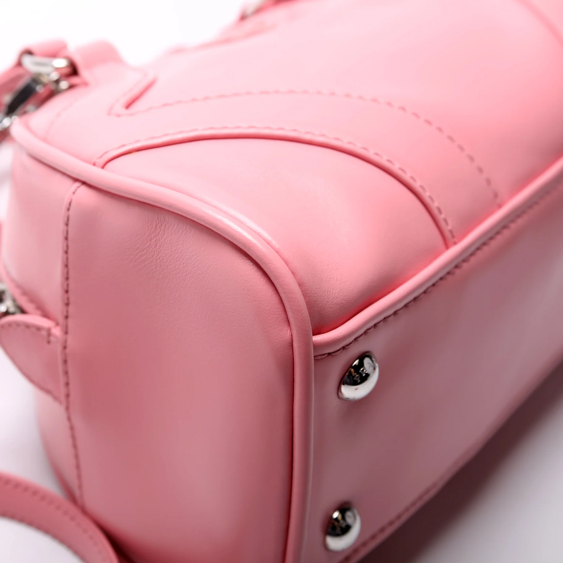 1BB071 Soft Calfskin Monochrome Bowling Bag Pink - Image 5