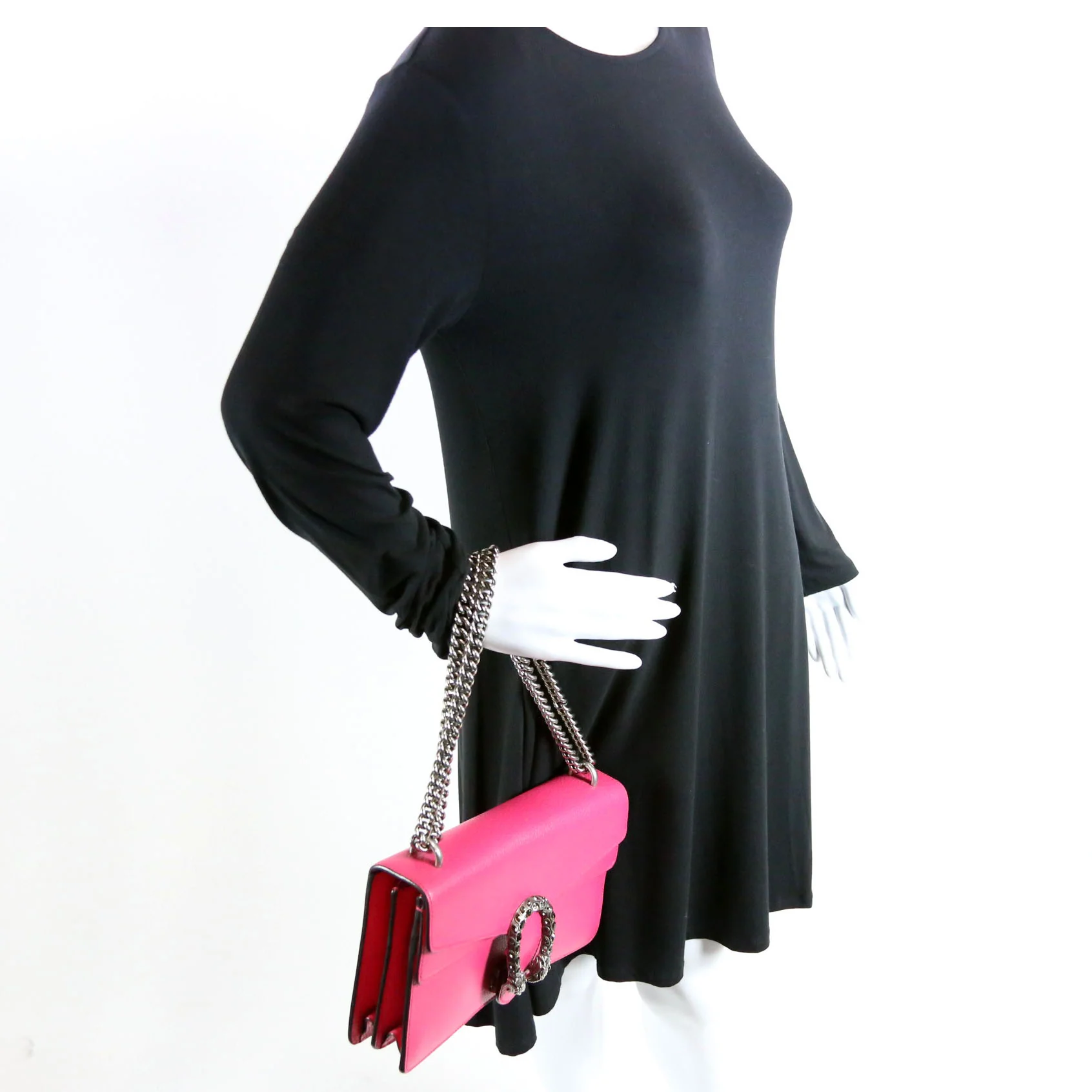 400249 Dionysus Leather Shoulder Small Pink - Image 7