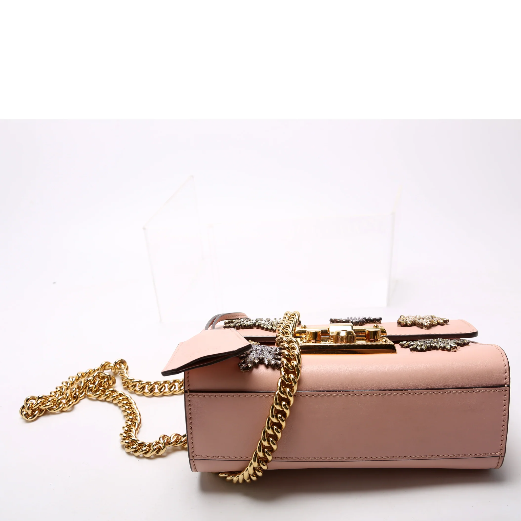 ON HOLD 432182 Padlock Embroidered Star Leather Small Pink - Image 4