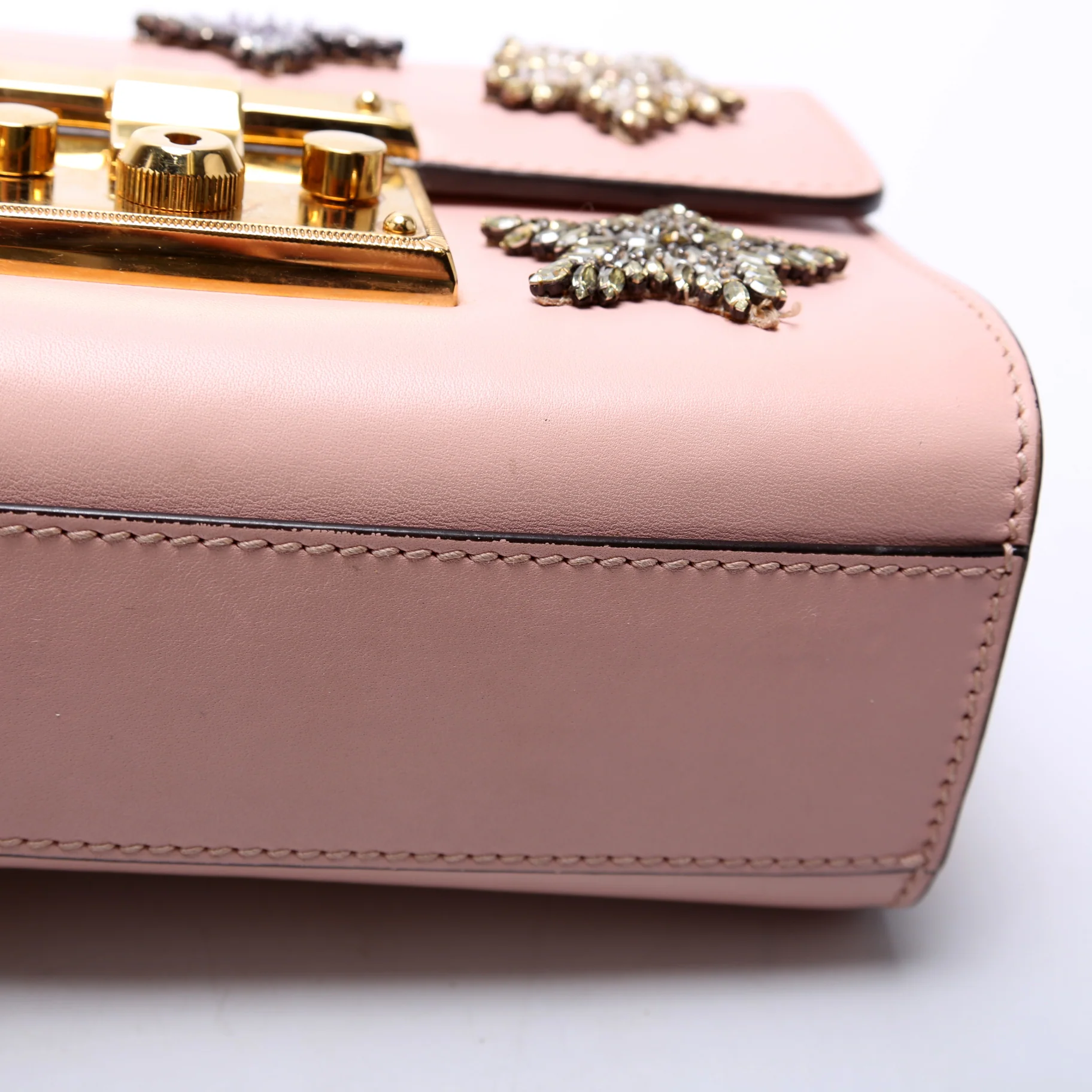 ON HOLD 432182 Padlock Embroidered Star Leather Small Pink - Image 5