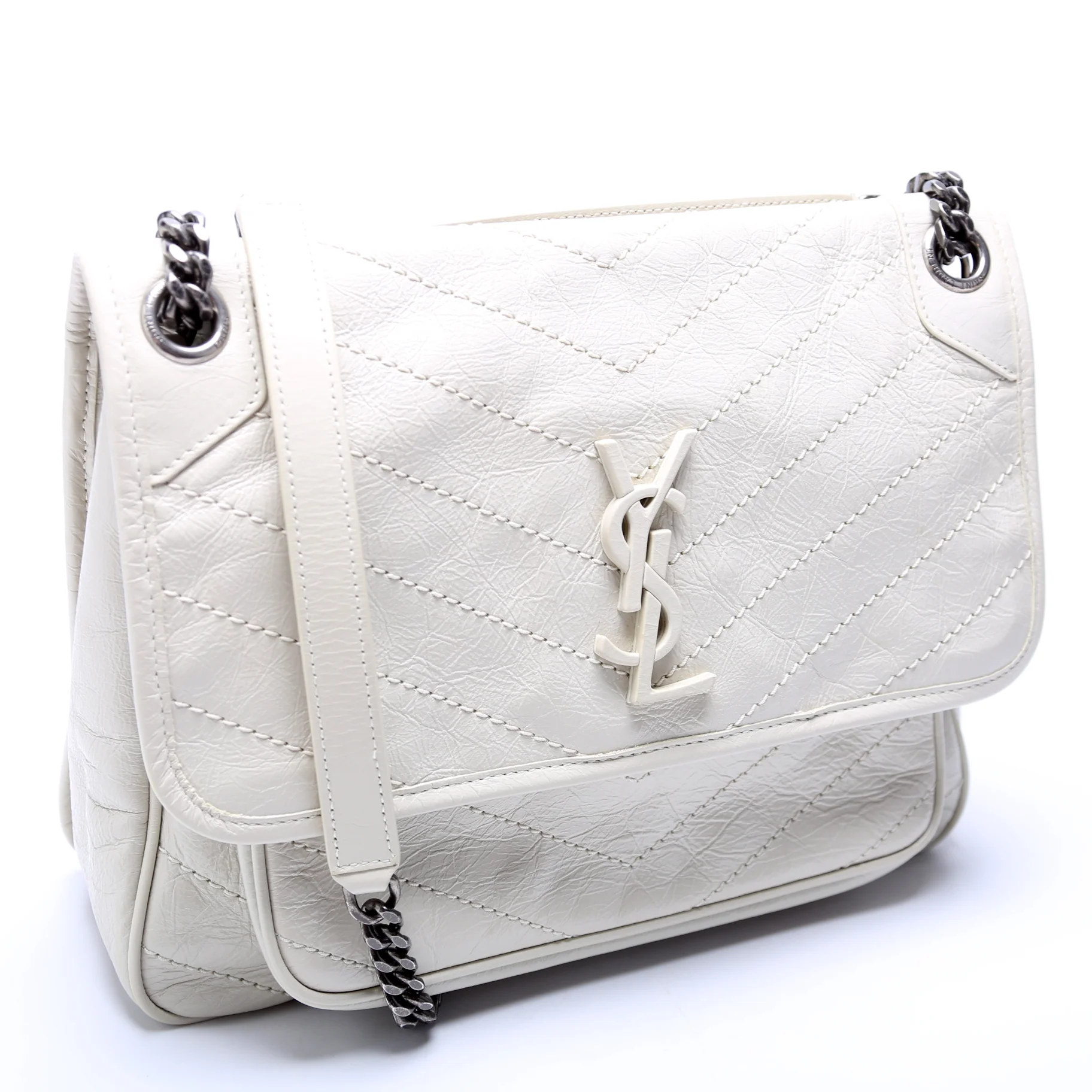 633158 Niki Medium Crinkle Leather Cream - Image 2