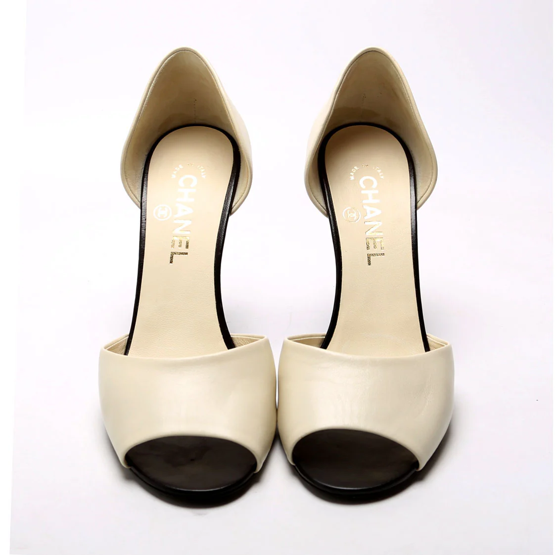 Open Toe D'orsay Lambskin Pearl Pumps Size 39 - Image 2