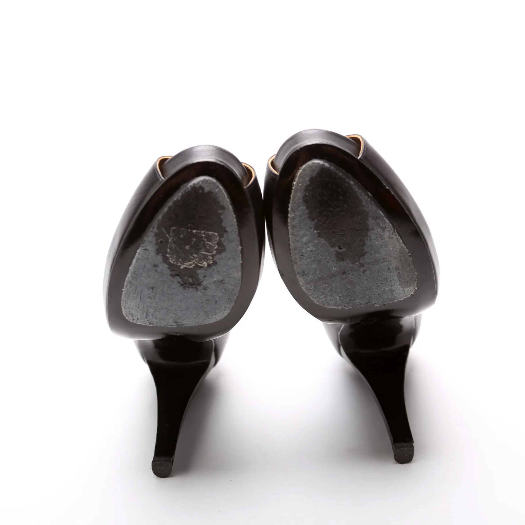 Open Toe Leather Pumps Size 38 Black - Image 6
