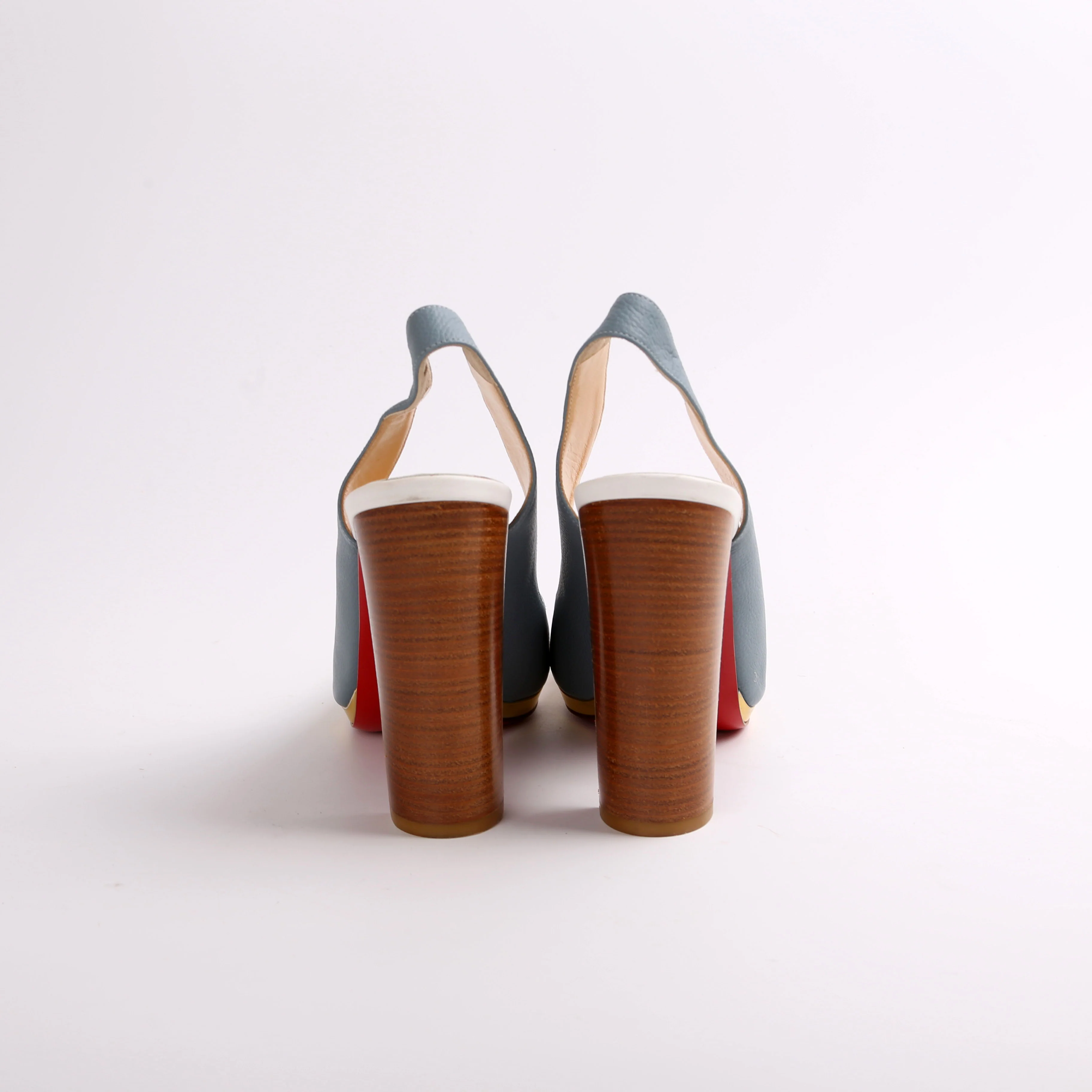 Open Toe Slingback Block Heels Size 40.5 - Image 3