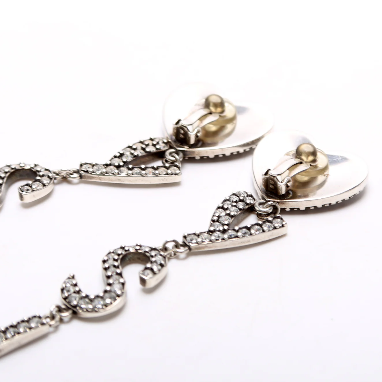 Opyum Crystal Heart Clip On Earrings Silver - Image 4