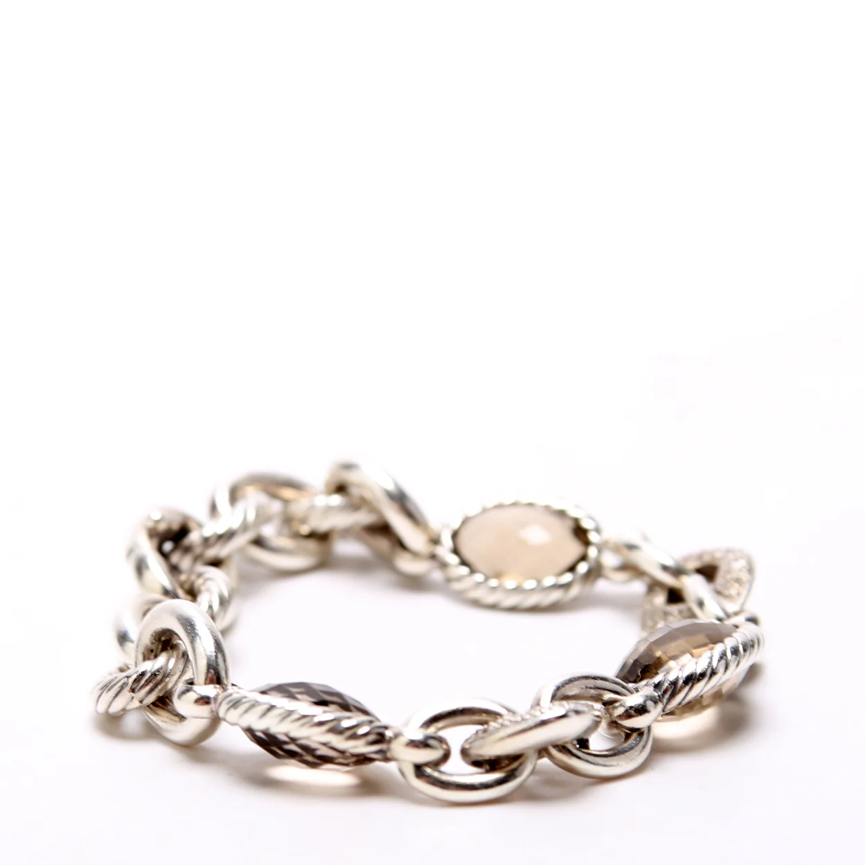 Oval Link Bracelet 925/Smoky Quartz/PAVE - Image 2
