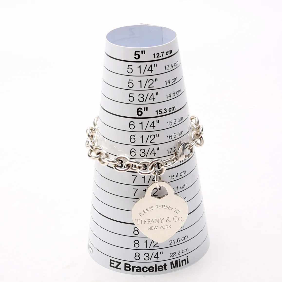 Oval Link Chain With XL Heart Tag Charm Bracelet 925 - Image 4