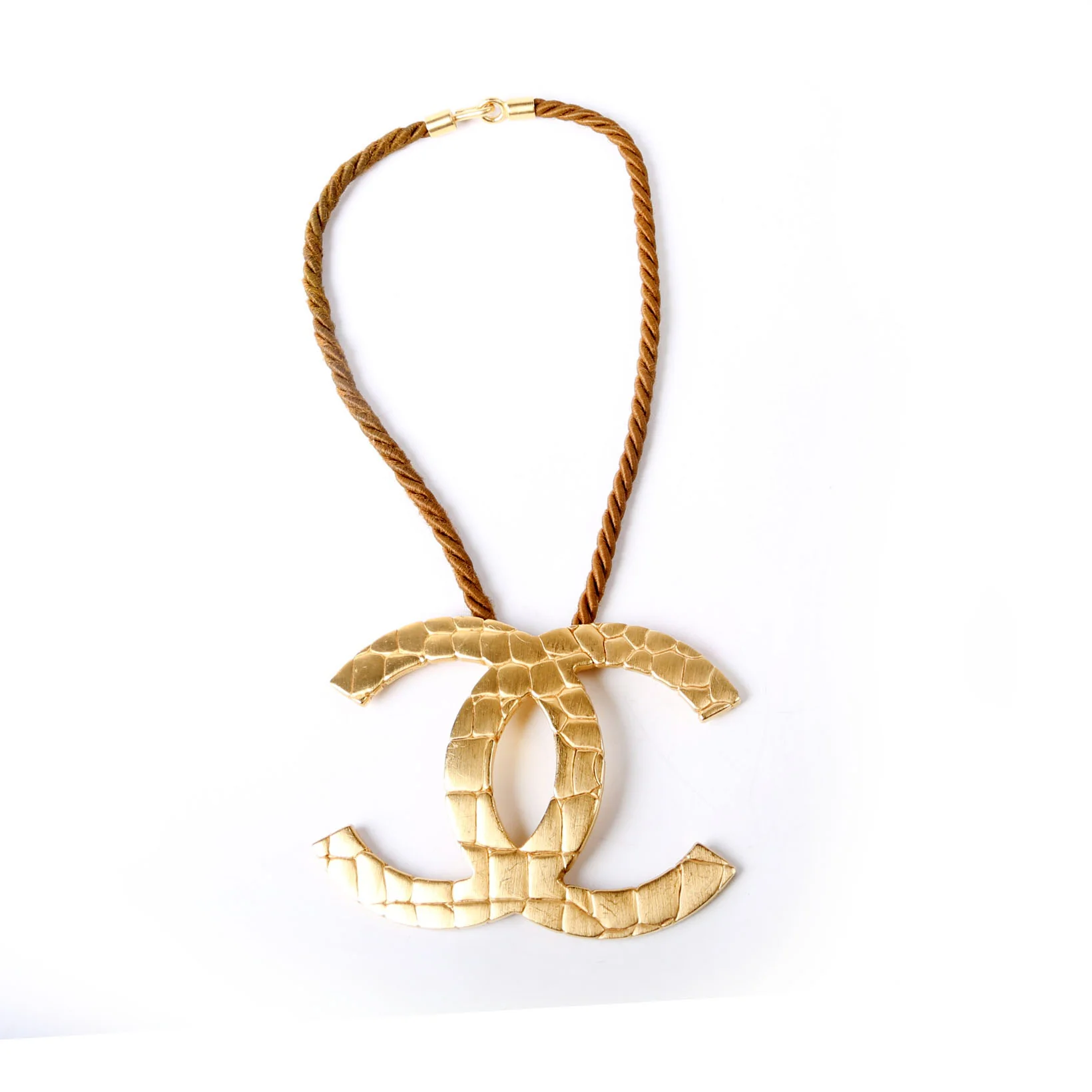 Oversized CC Rope Necklace Gold/Brown - Image 2