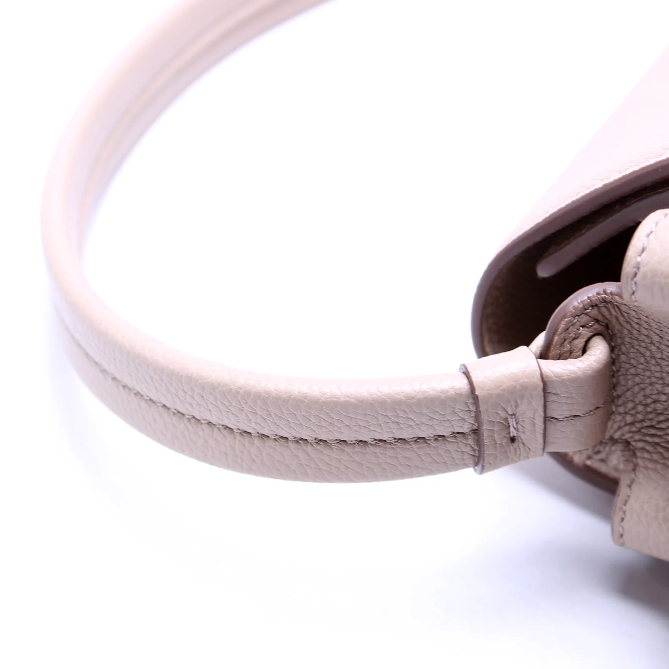 Padlock Medium Shoulder Flap Bag Grain Leather Beige - Image 6