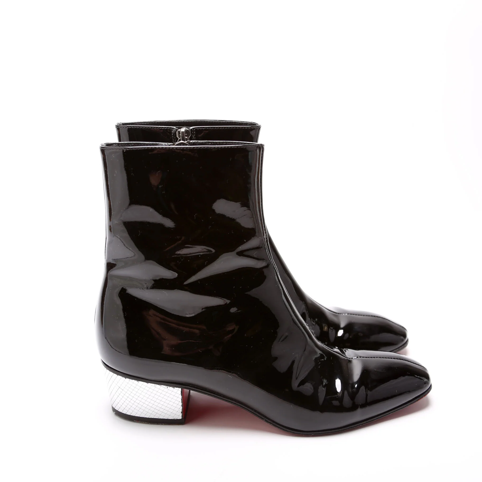 Palace Patent Leather Ankle Booties Size 37.5 Black - Image 3