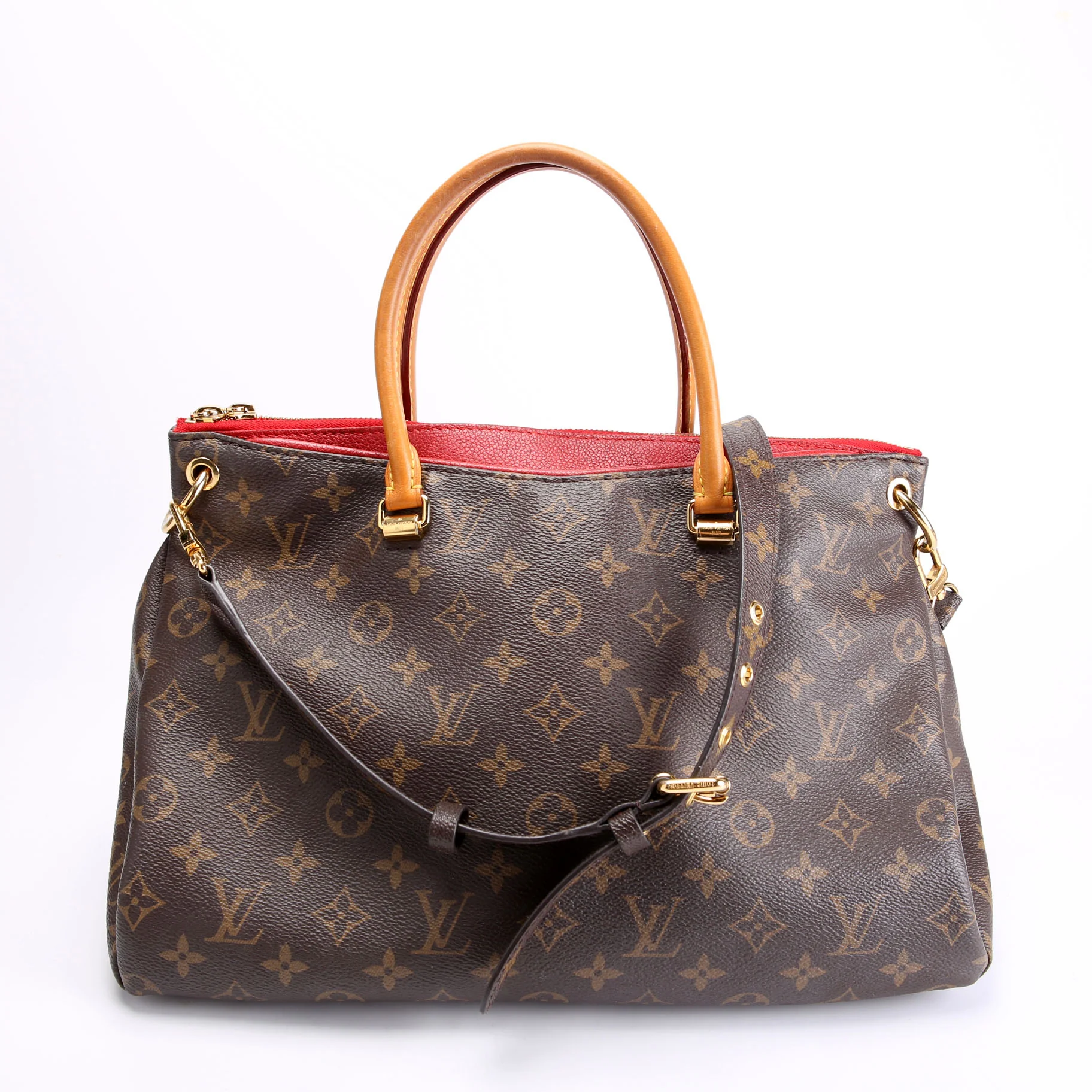 Pallas Tote Monogram Canvas Side Brown/Red - Image 3
