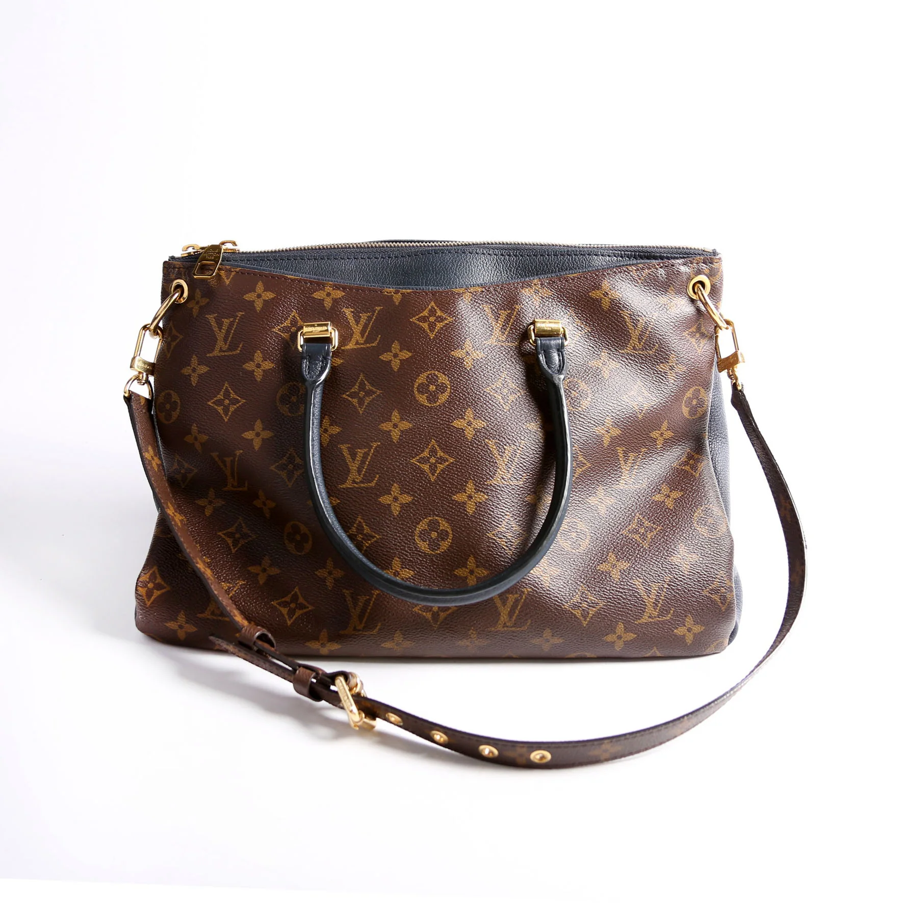 Pallas Tote Monogram Leather Side Navy - Image 2