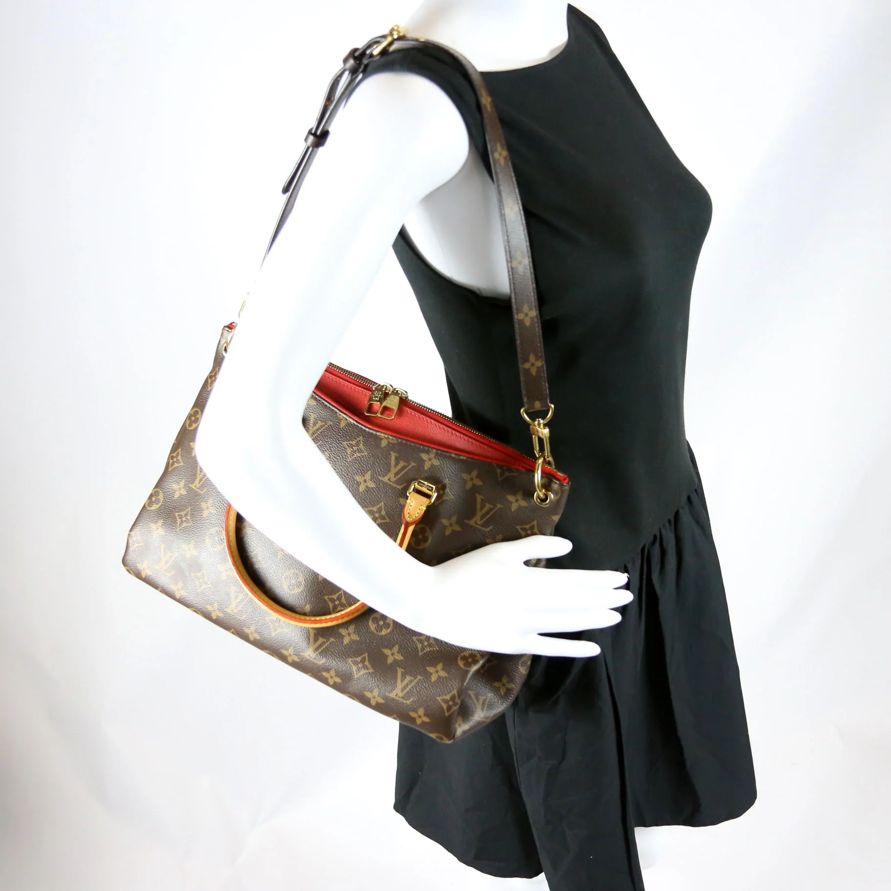Pallas Tote Monogram Leather Side Red - Image 10