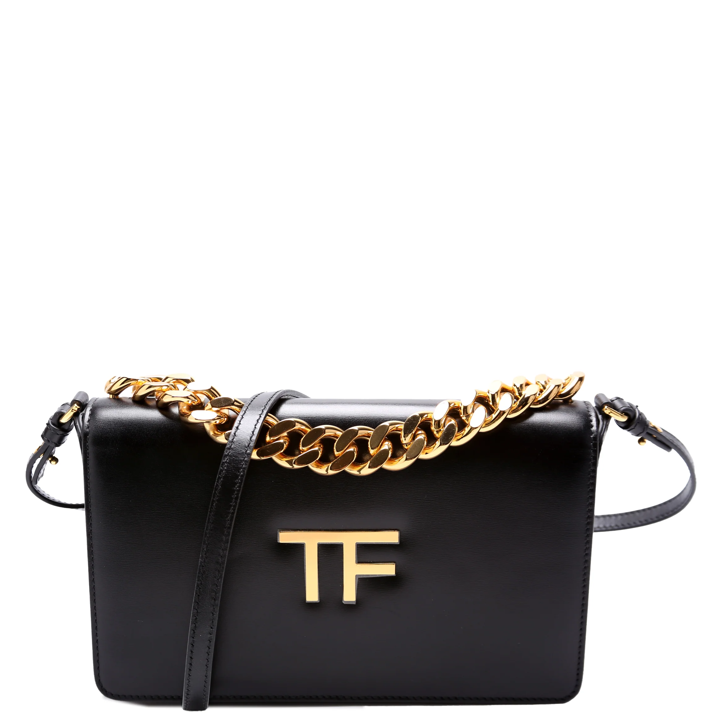 Palmellato TF Chain Calfskin Shoulder Bag Black