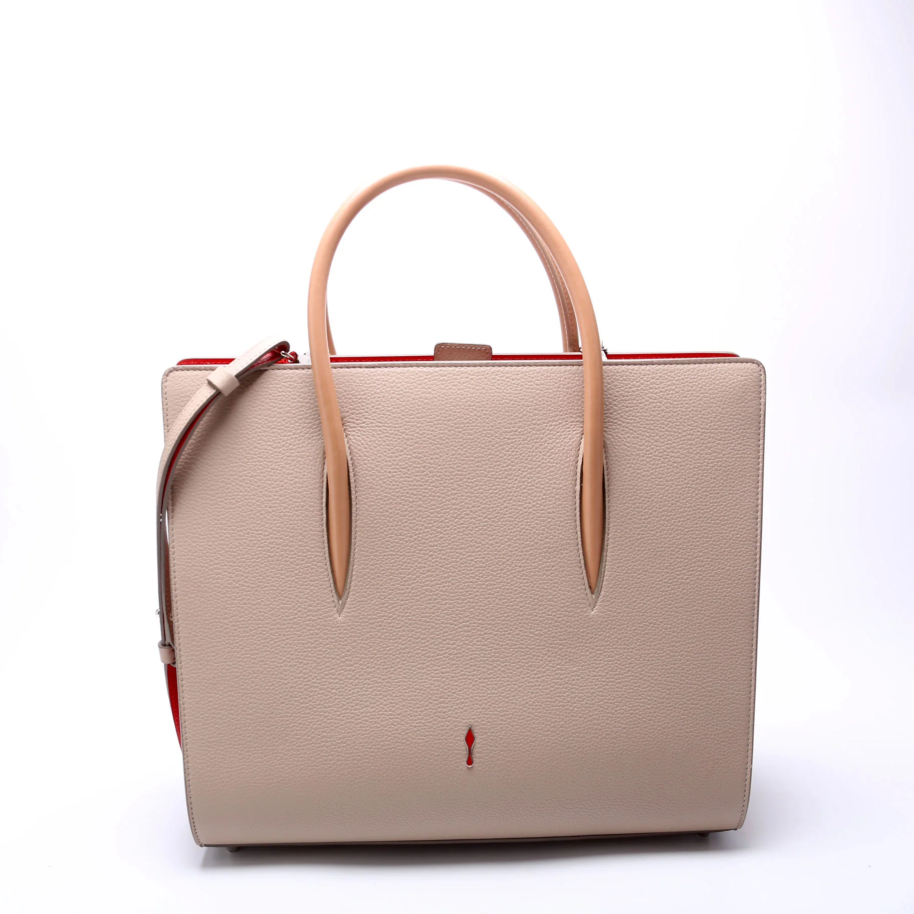 Paloma Large Calfskin Studded Patent Taupe - Image 3