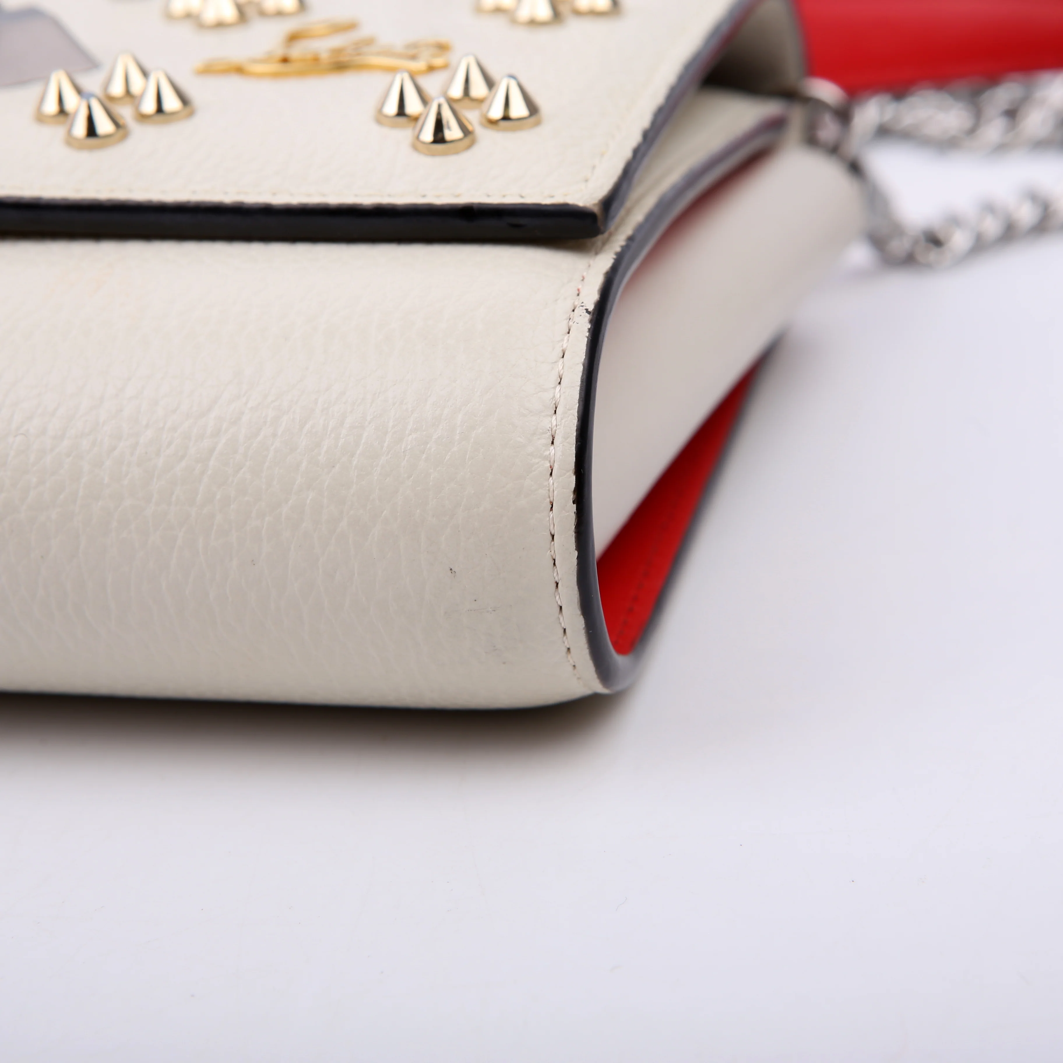 Paloma Loubinthesky Chain Clutch Leather White - Image 5