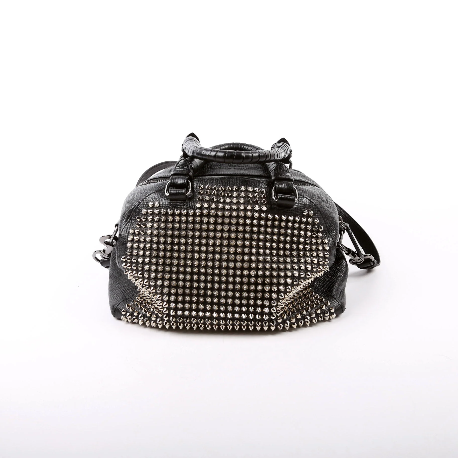 Panettone Studded Calfskin Bowling Bag Black/Silver - Image 2