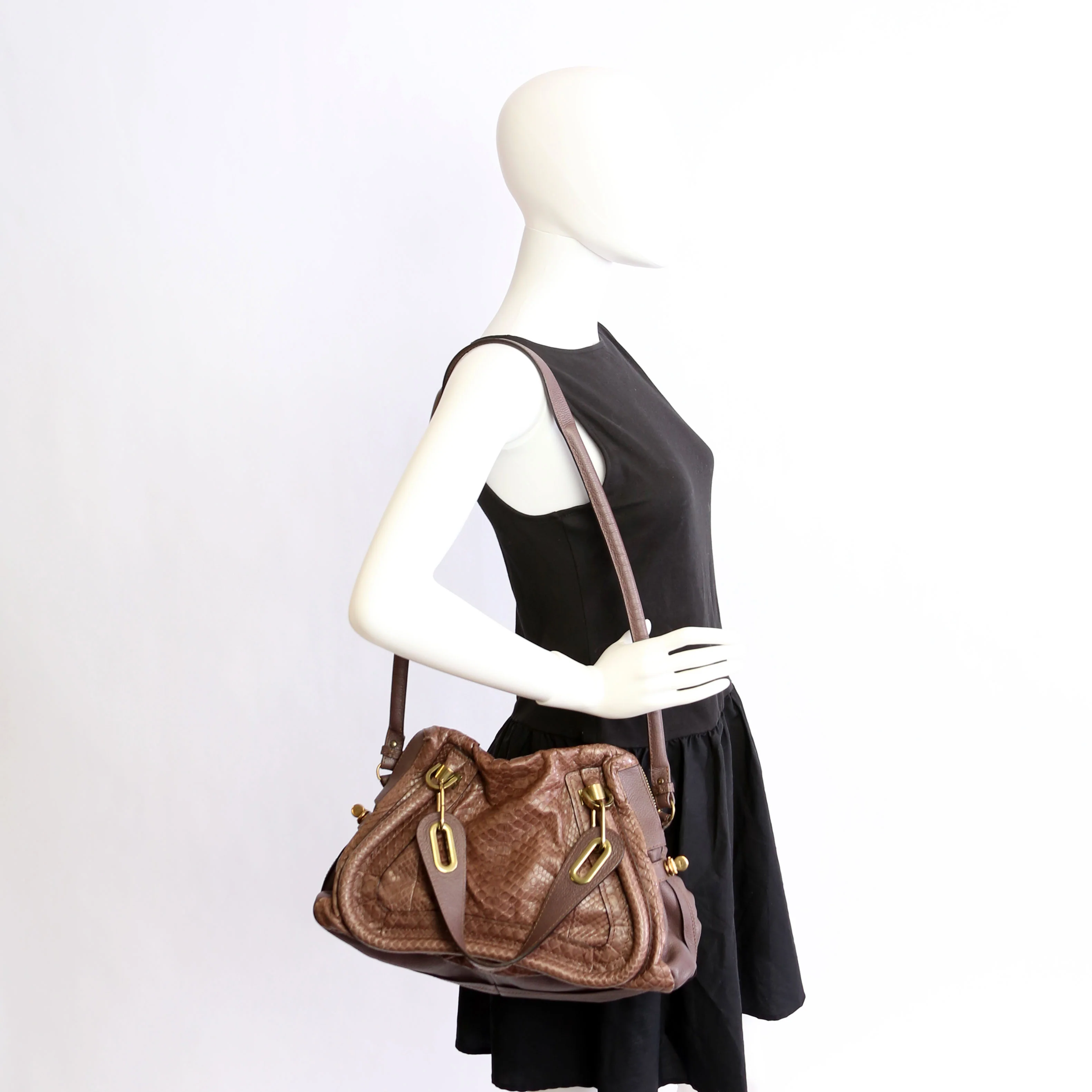 Paraty Satchel Python Small Taupe - Image 14