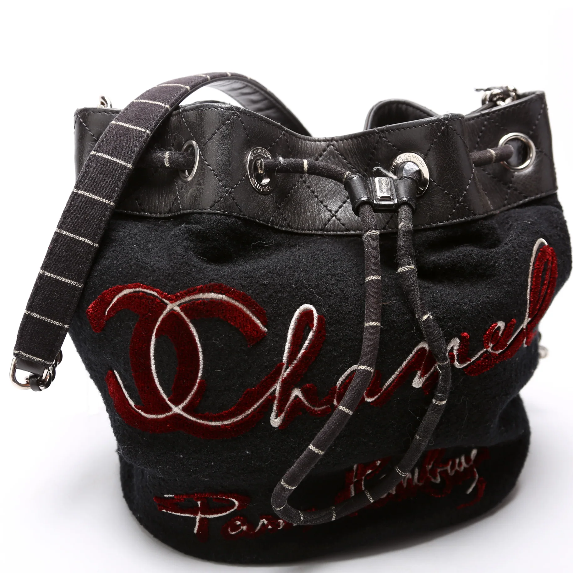 Paris-Hamburg Drawstring Bucket Bag Black - Image 2