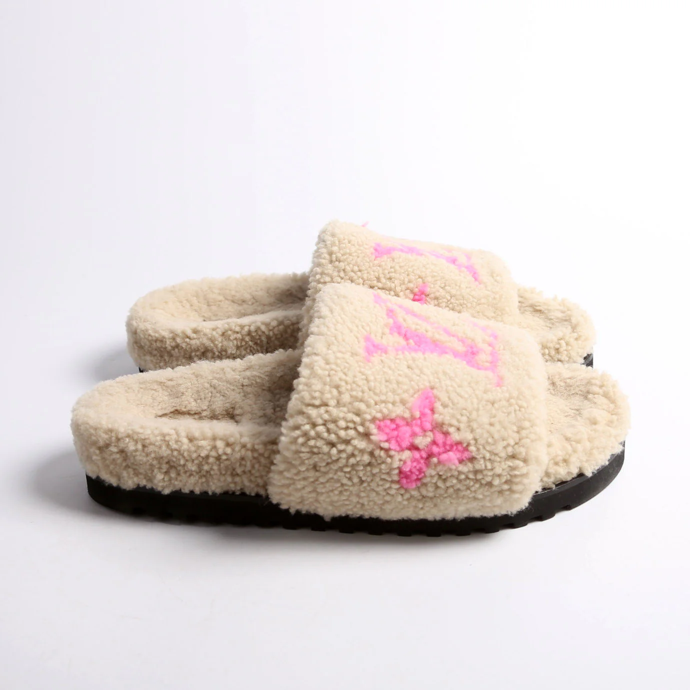 Paseo Shearling Comfort Mules Size 42 Tan/Pink - Image 4