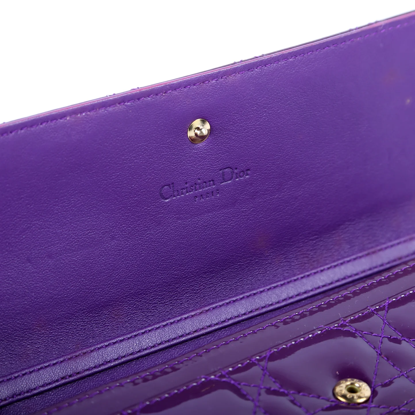 Patent Cannage Lady Dior Chain Wallet Purple - Image 12