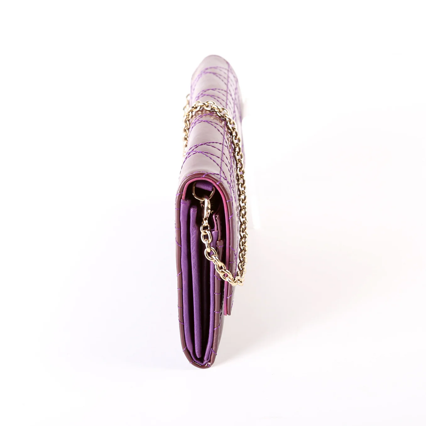 Patent Cannage Lady Dior Chain Wallet Purple - Image 3