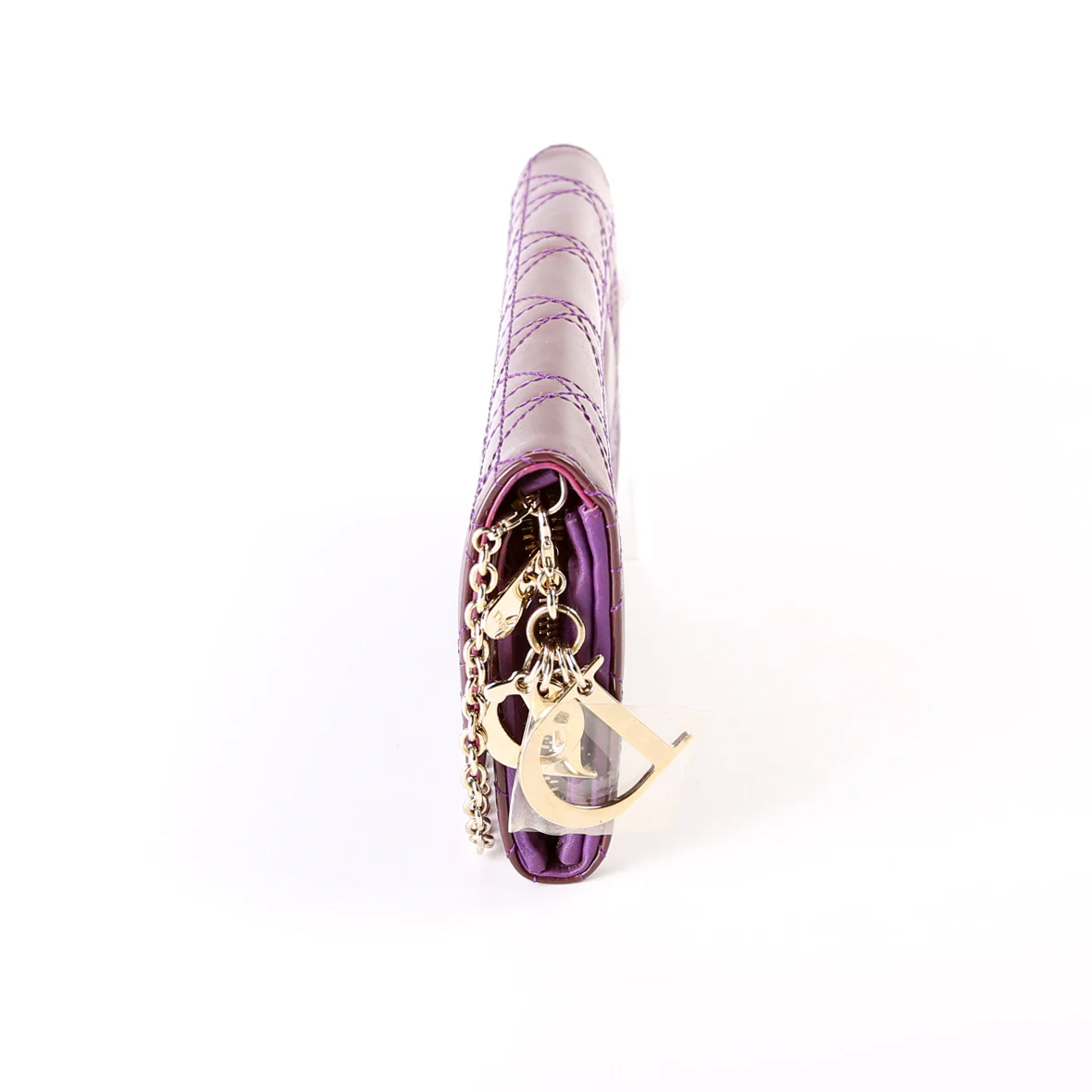 Patent Cannage Lady Dior Chain Wallet Purple - Image 4
