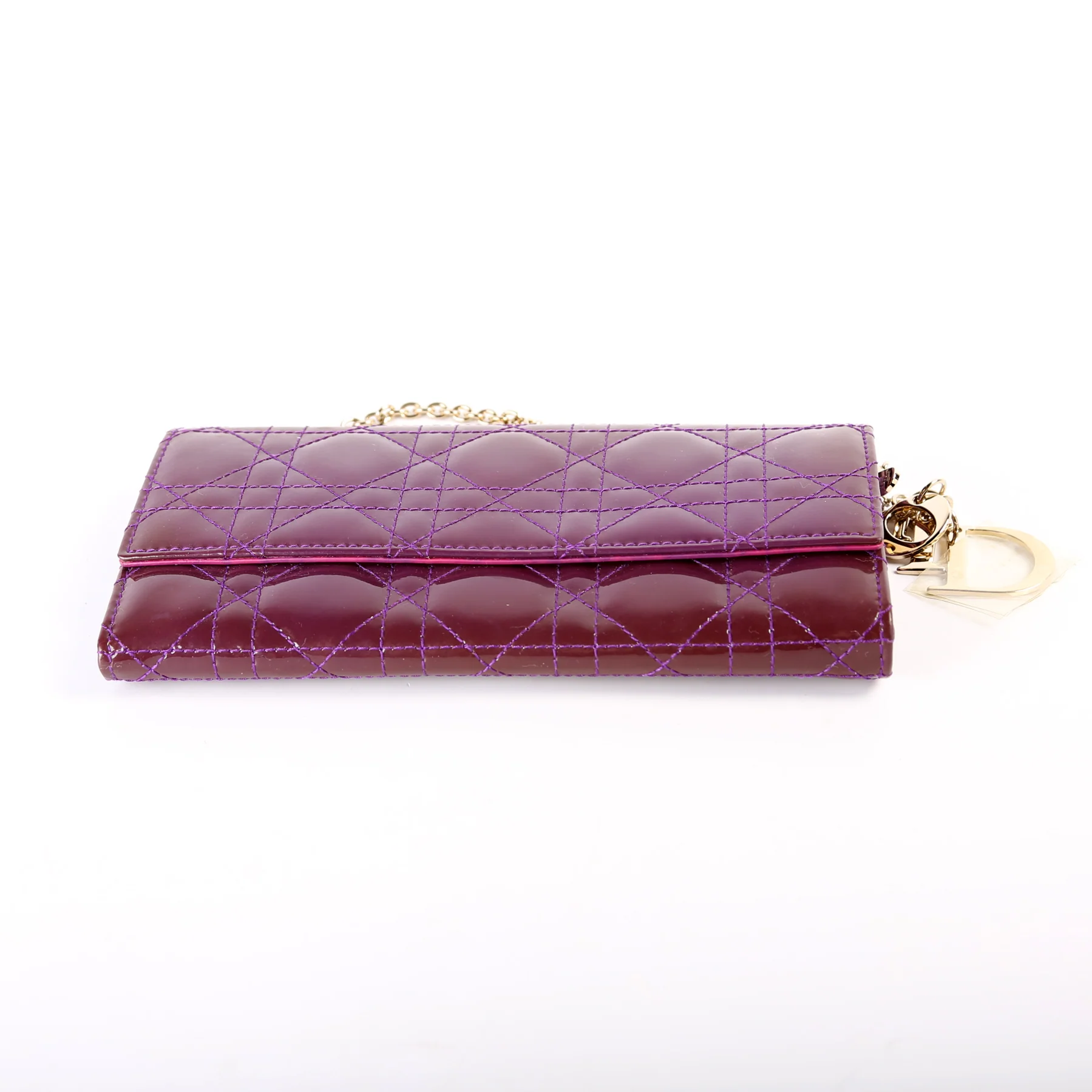 Patent Cannage Lady Dior Chain Wallet Purple - Image 5