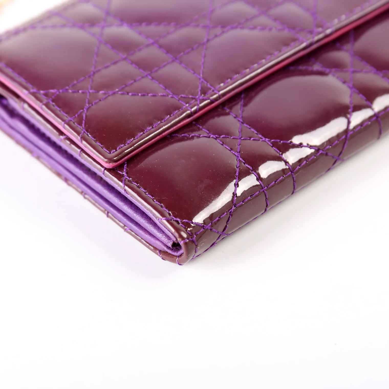 Patent Cannage Lady Dior Chain Wallet Purple - Image 6