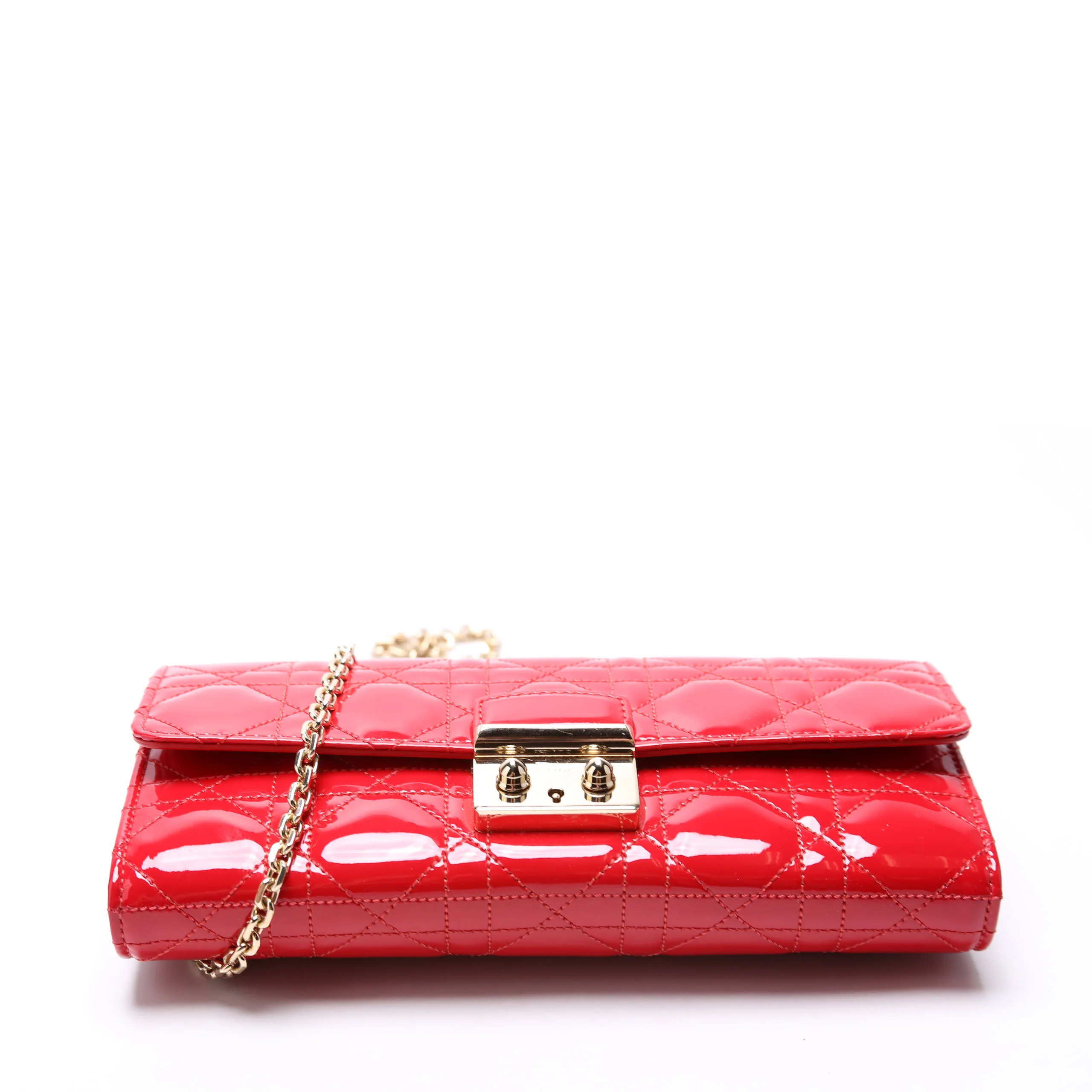 Patent Cannage Miss Dior Chain Wallet Red - Image 4