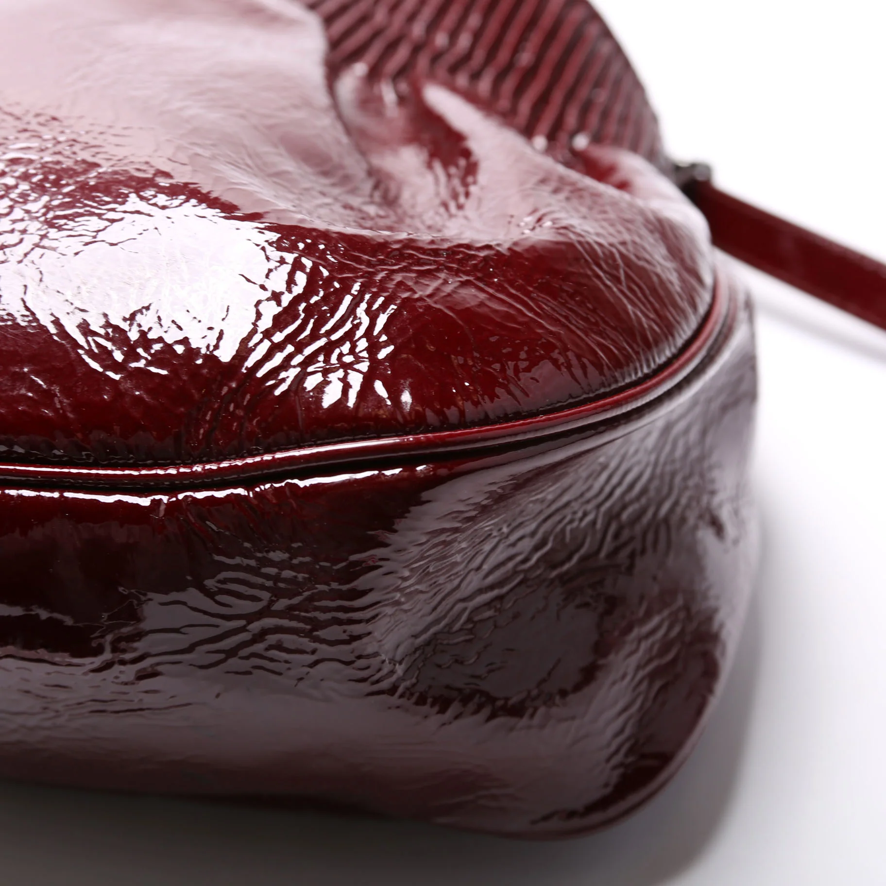 Patent Leather Hobo Burgundy - Image 6