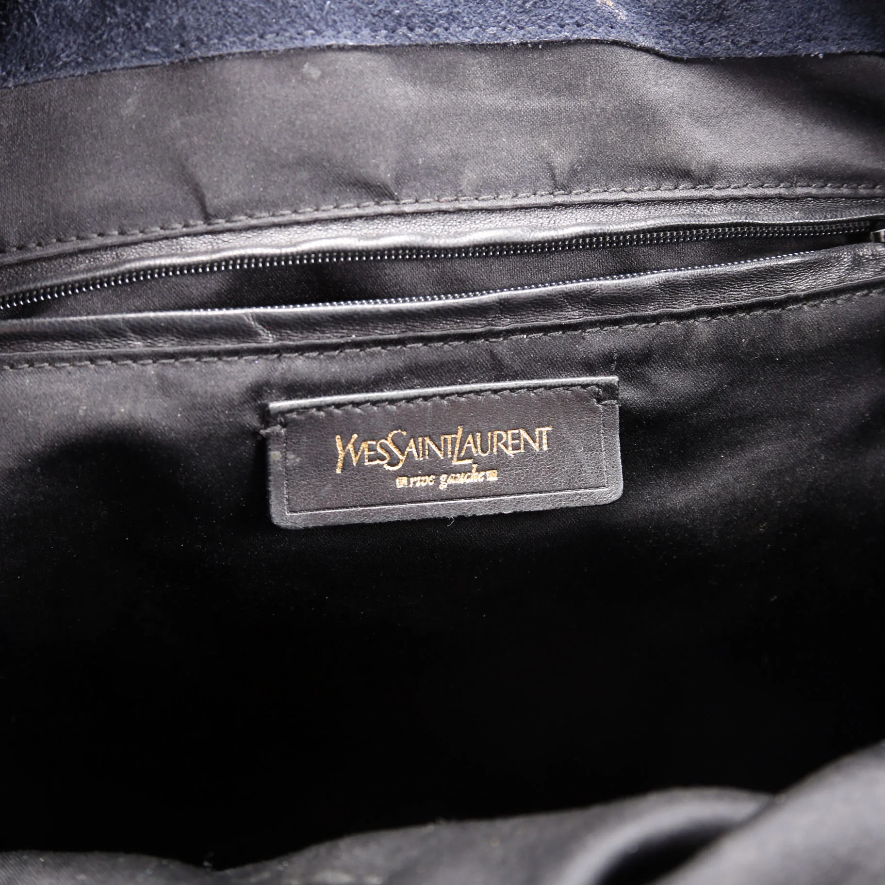 Patent Leather Rive Gauche Downtown Shoulder Bag Navy - Image 10