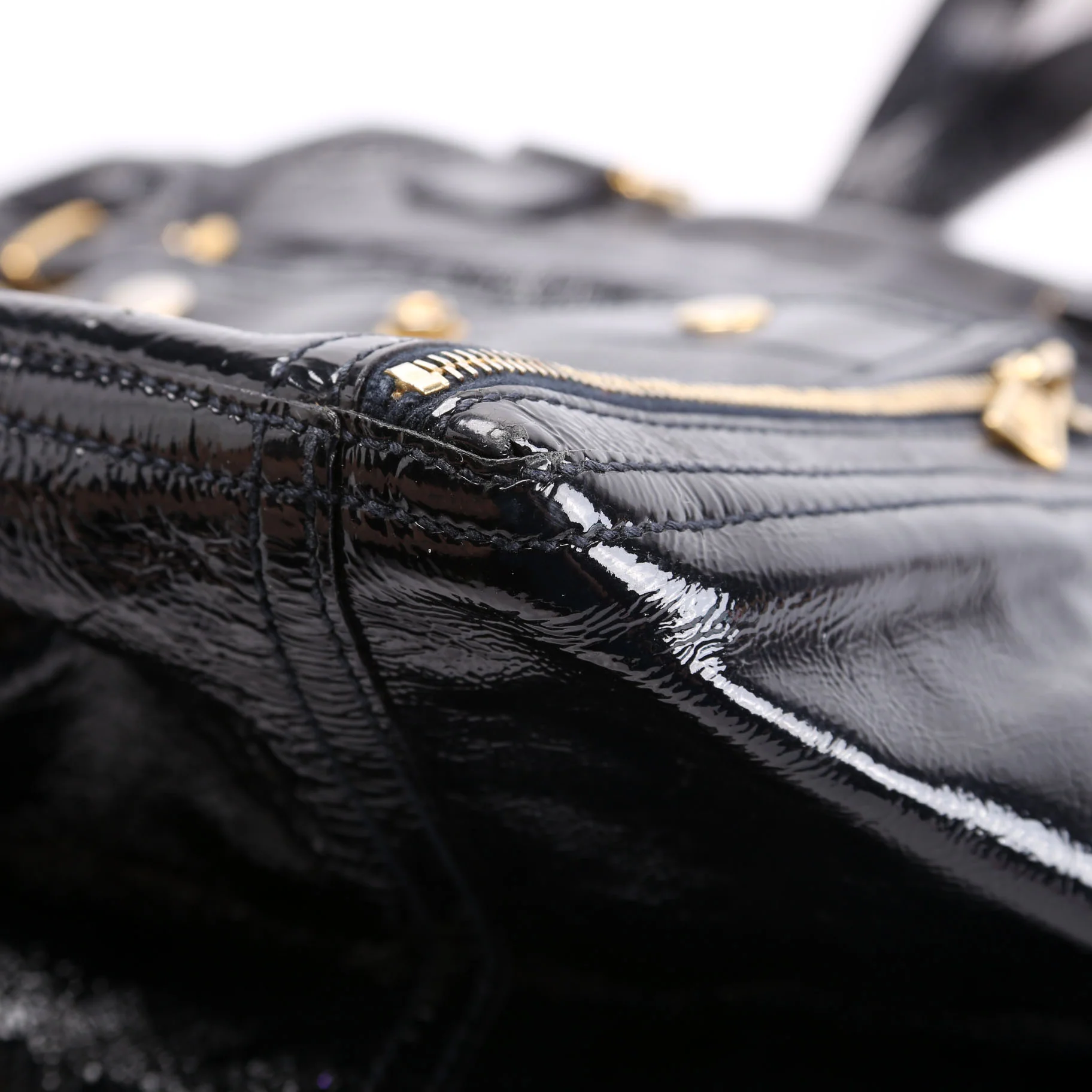 Patent Leather Rive Gauche Downtown Shoulder Bag Navy - Image 6