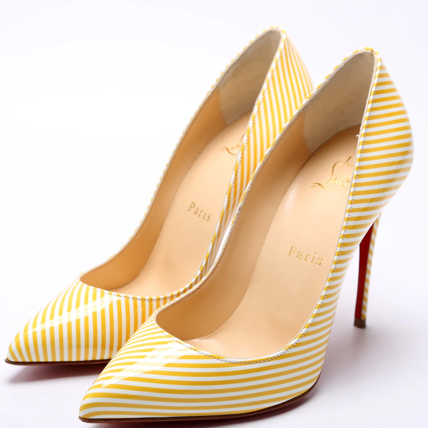 Patent Pigalle Follies Stripes 100MM Size 36 Yellow - Image 2