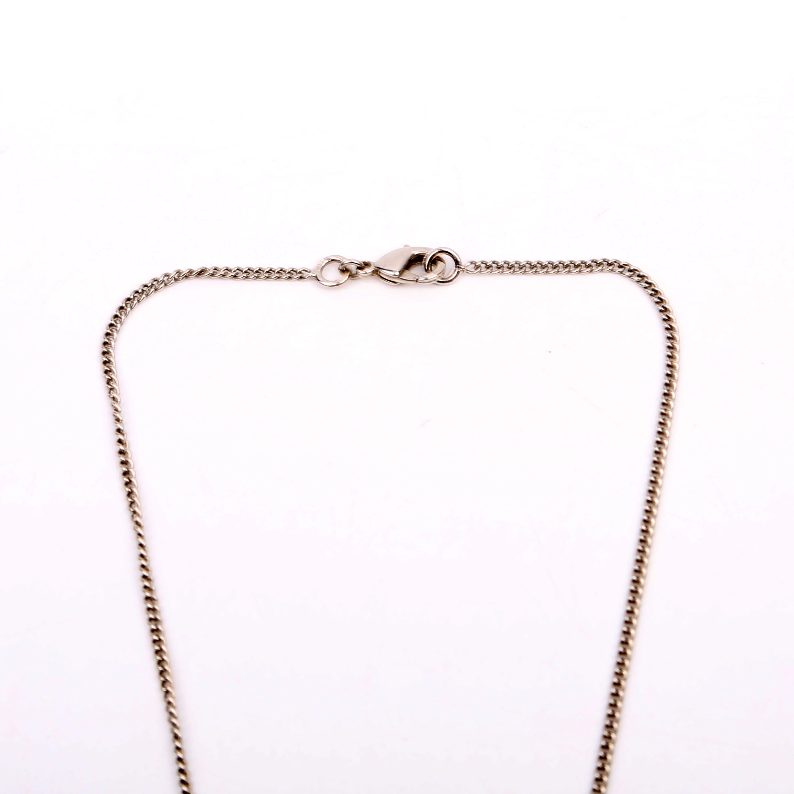 Pearl Drop CC Rhinestone Pendant Necklace Silver - Image 3