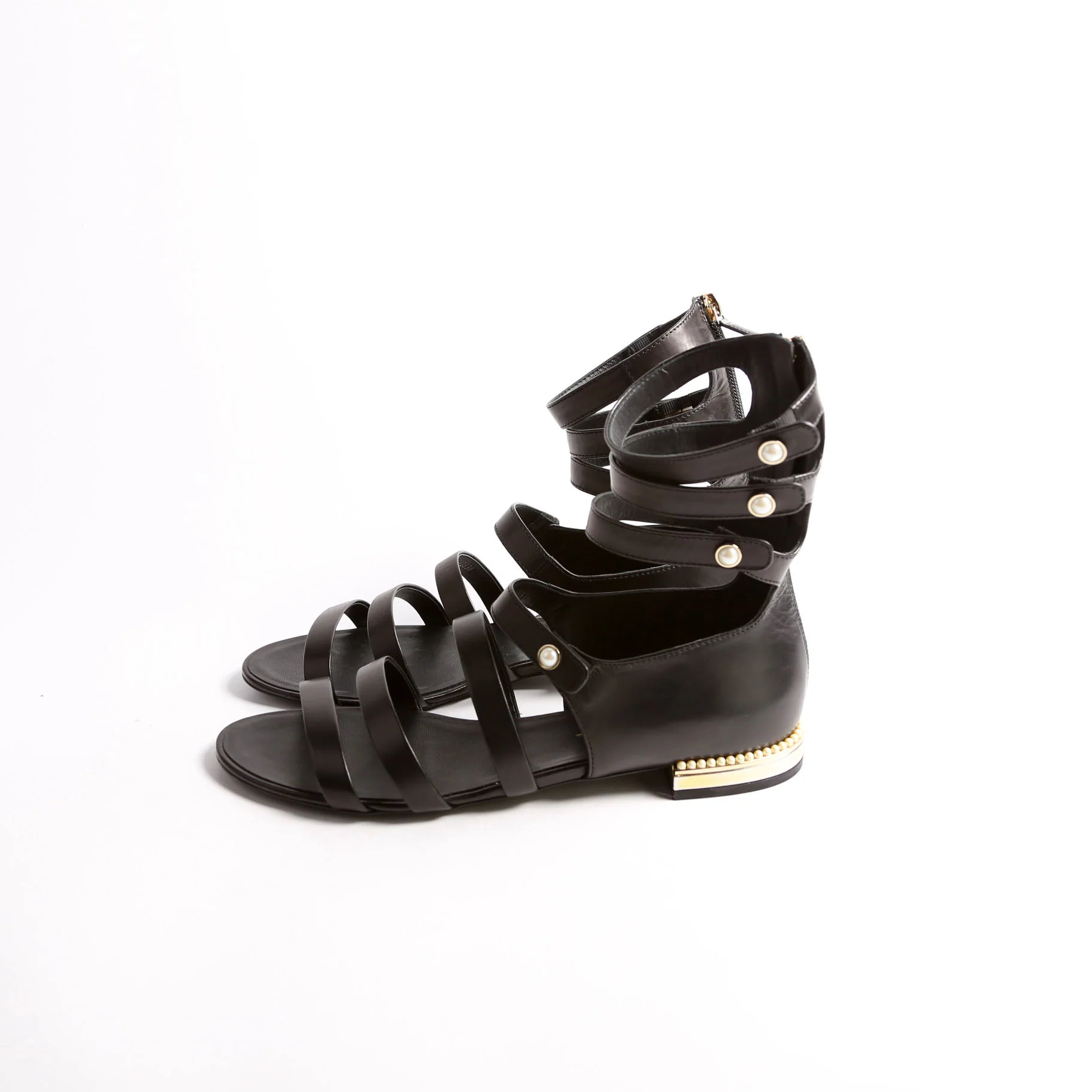 Pearl Gladiator Sandals Size 39.5 Black - Image 3