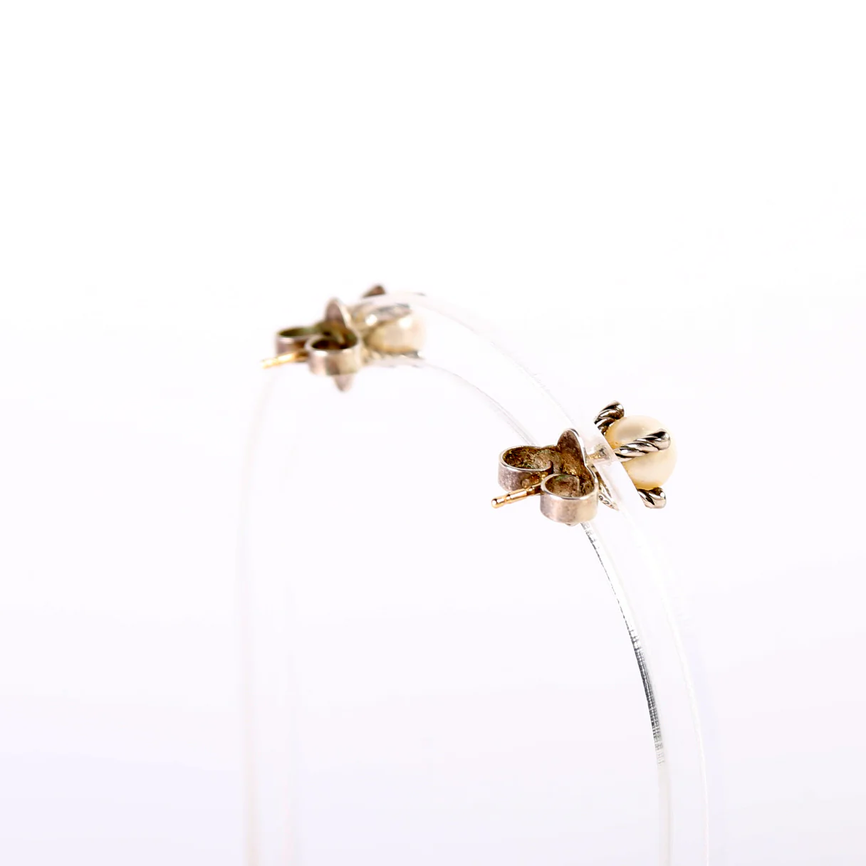 Pearl Stud Earrings With Diamonds 925 - Image 3