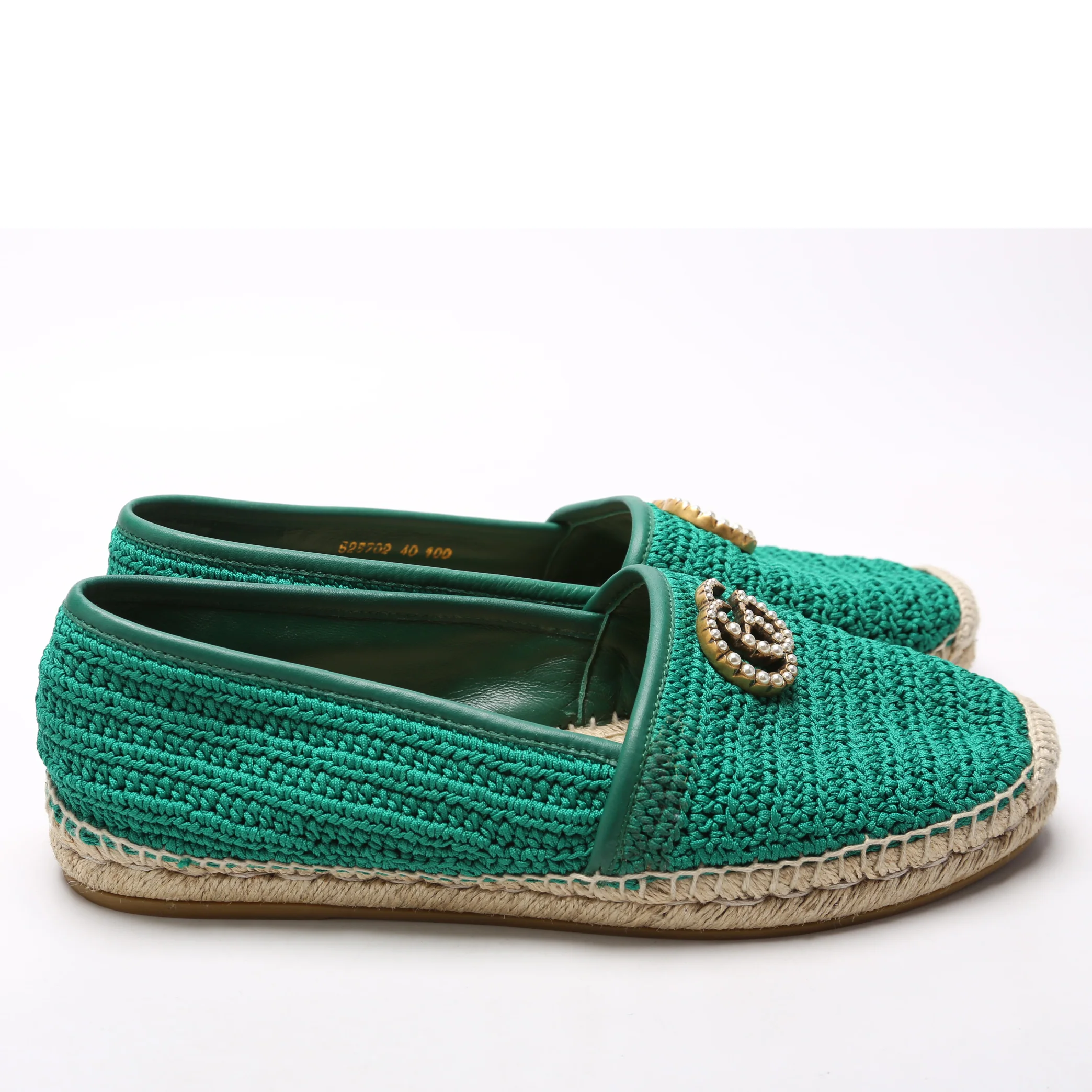 Pearly GG Marmont Cotton Crotchet Espadrille Size 40 - Image 3