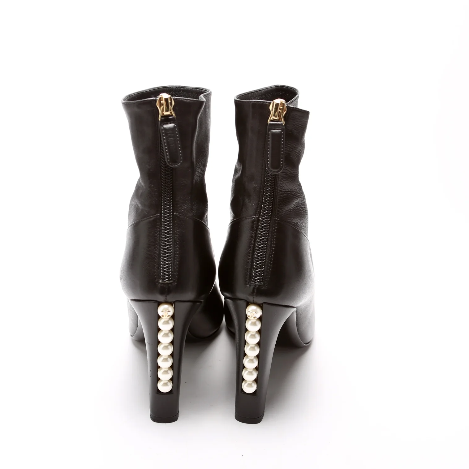 Peep Toe Pearl Heel Booties Size 37.5 - Image 4