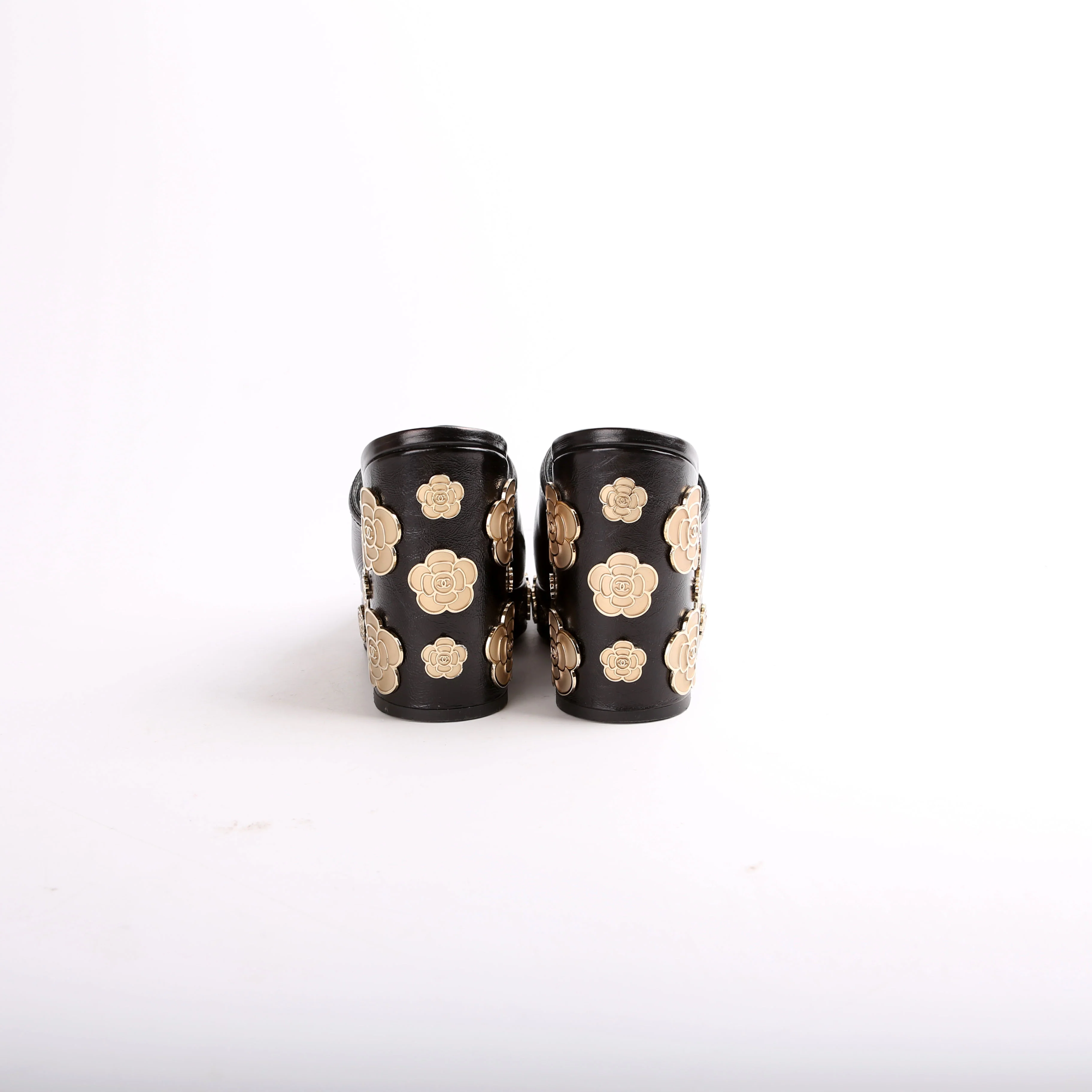 Peep Toe Platform Camellia Mules Size 35.5 - Image 3