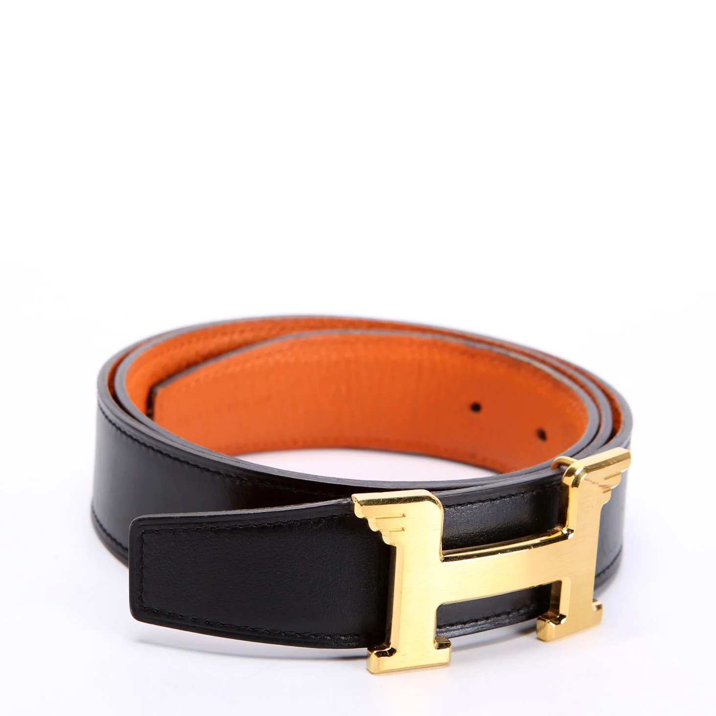 Pegase Reversible Leather Belt Size 85 Black/Orange - Image 2