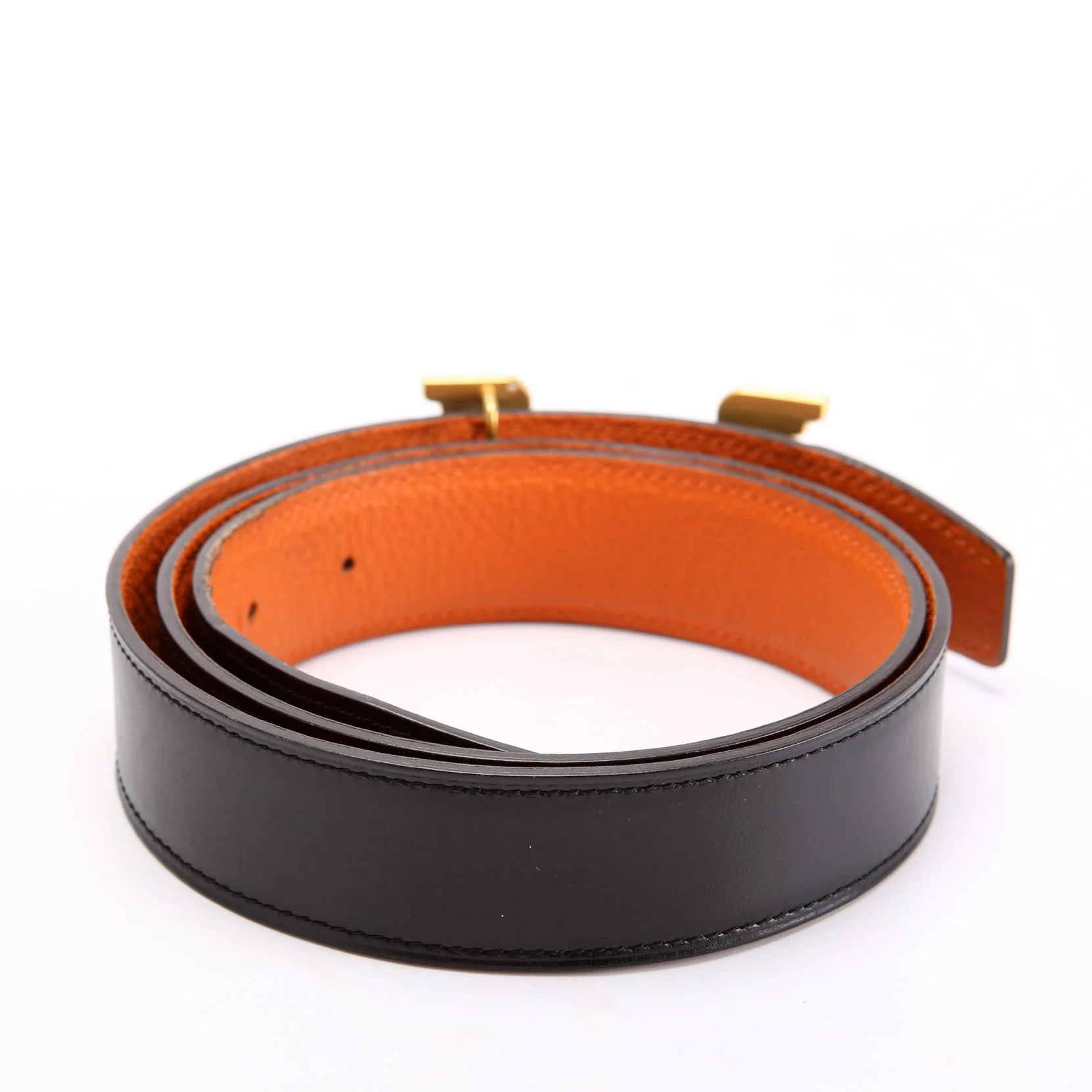 Pegase Reversible Leather Belt Size 85 Black/Orange - Image 3
