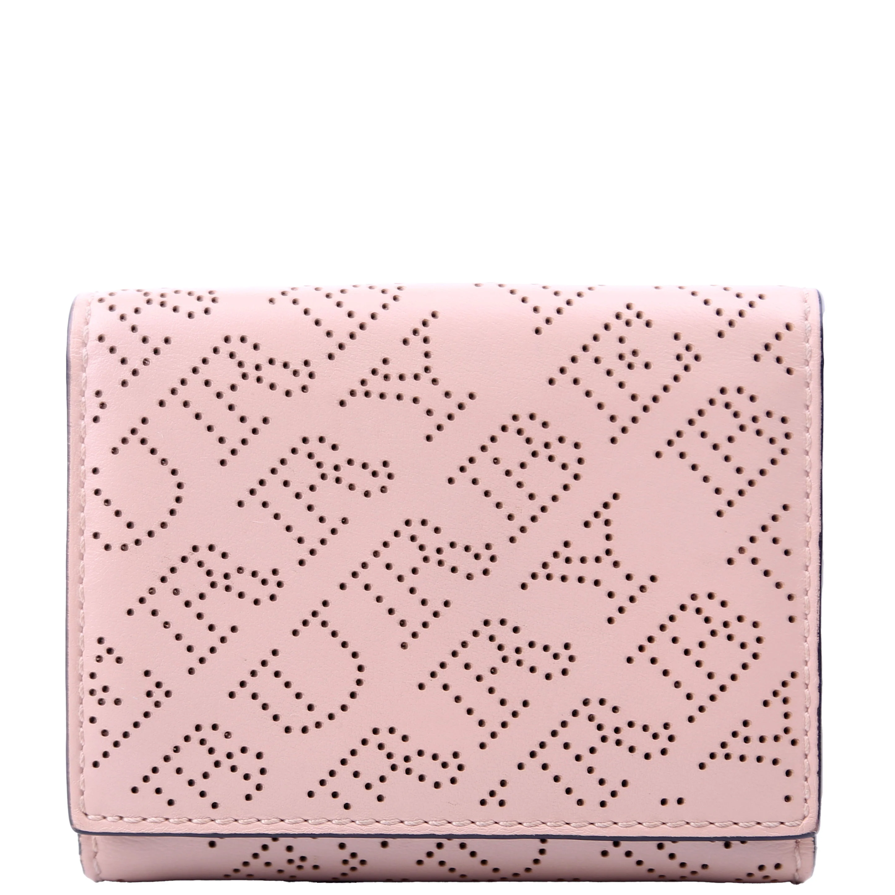 Perforated Compact Wallet Leather Pink