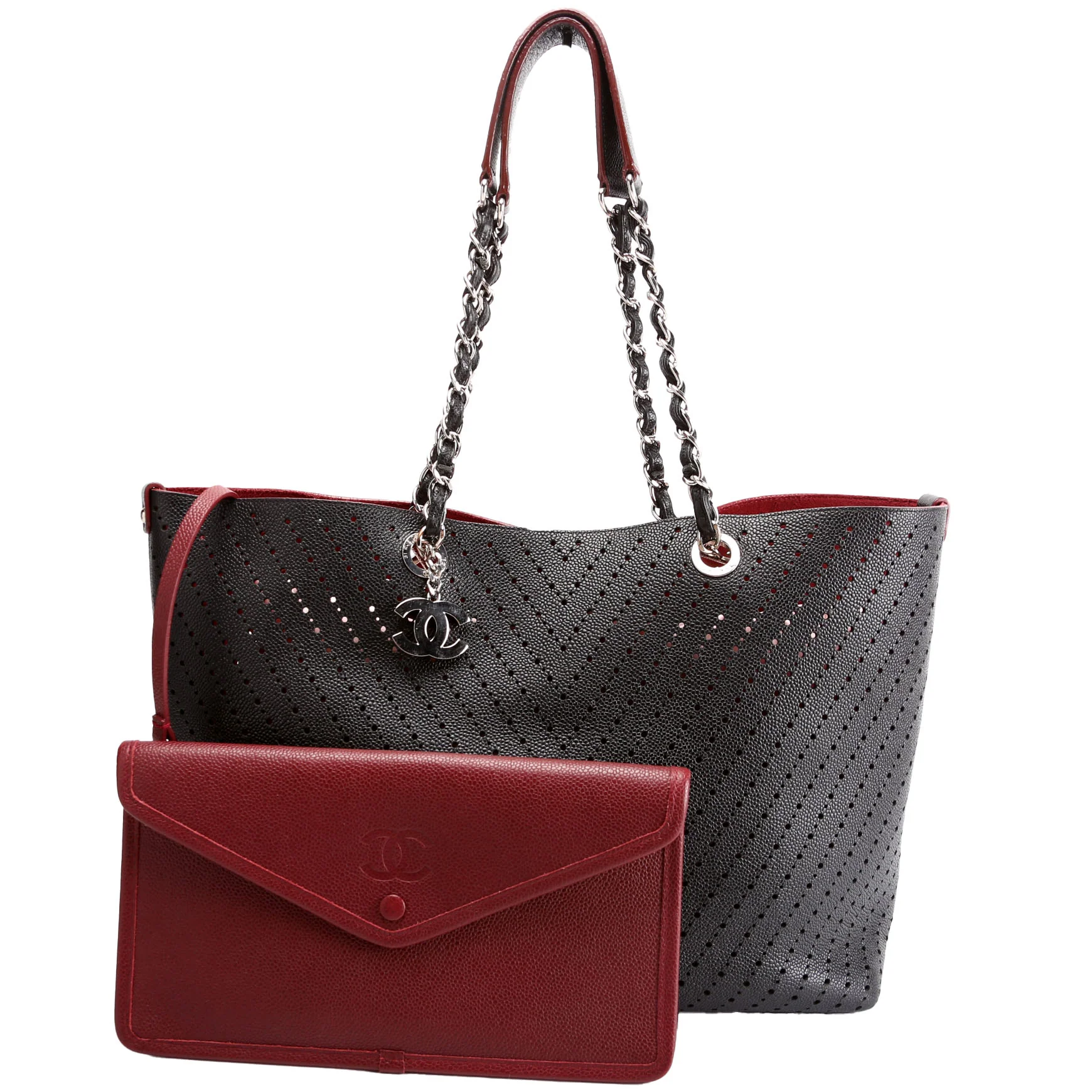 Perforated Shopping Tote Large Black