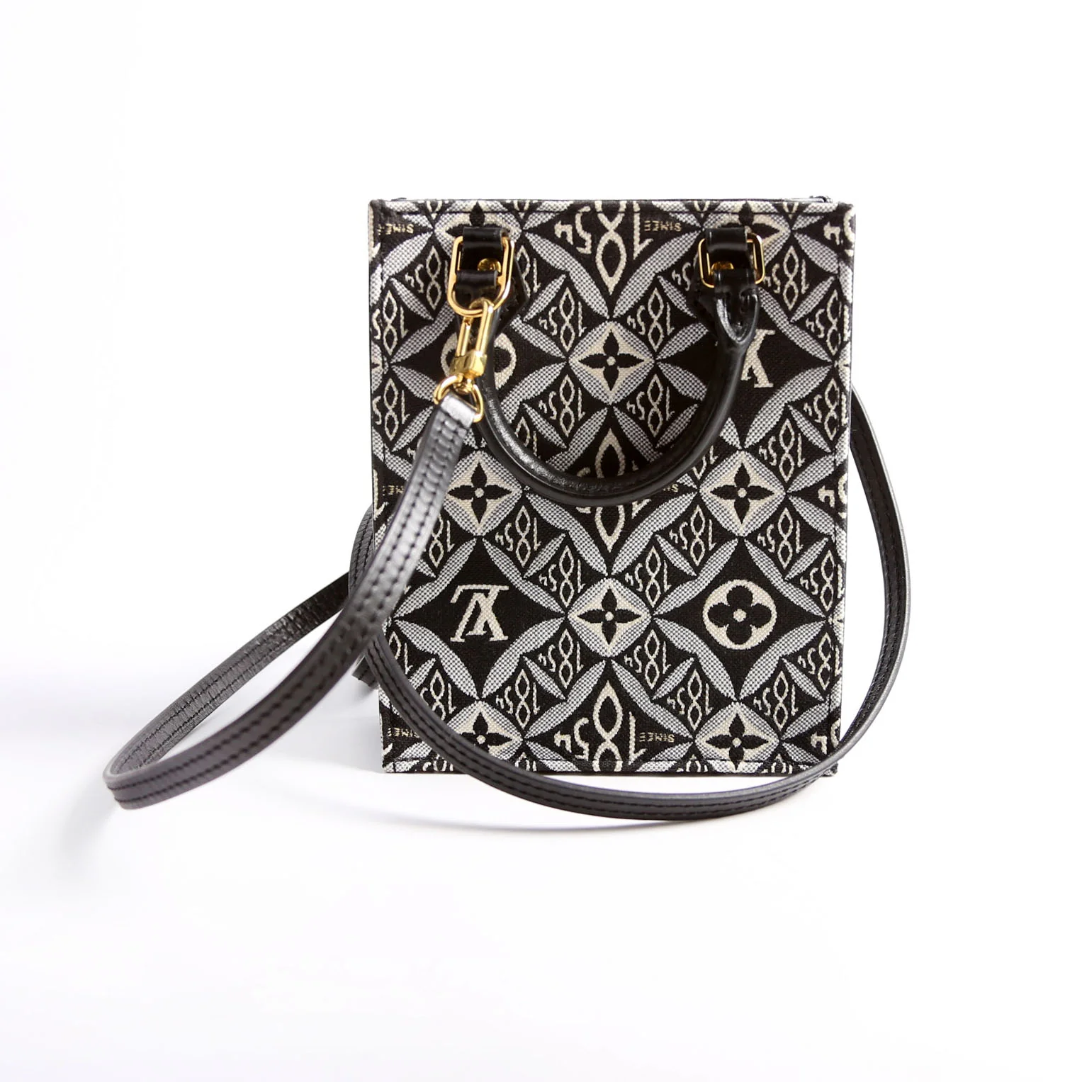Petit Sac Plat Since 1854 Jacquard Black/Blue/White - Image 2