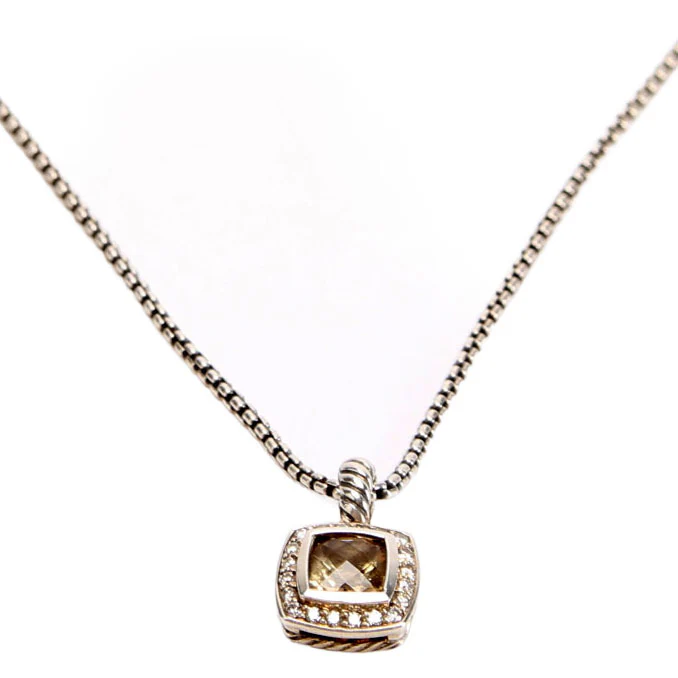 Petite Albion Pendant 925/Smoky Quartz/Diamond Necklace